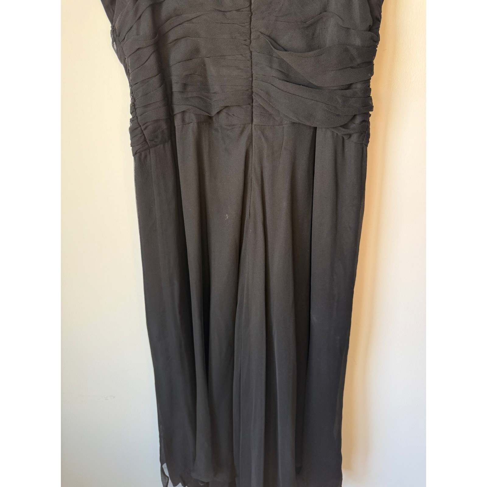Donna Ricco Y2K Vintage Black Silk Beaded Handkerchief Cocktail Dress Size 8