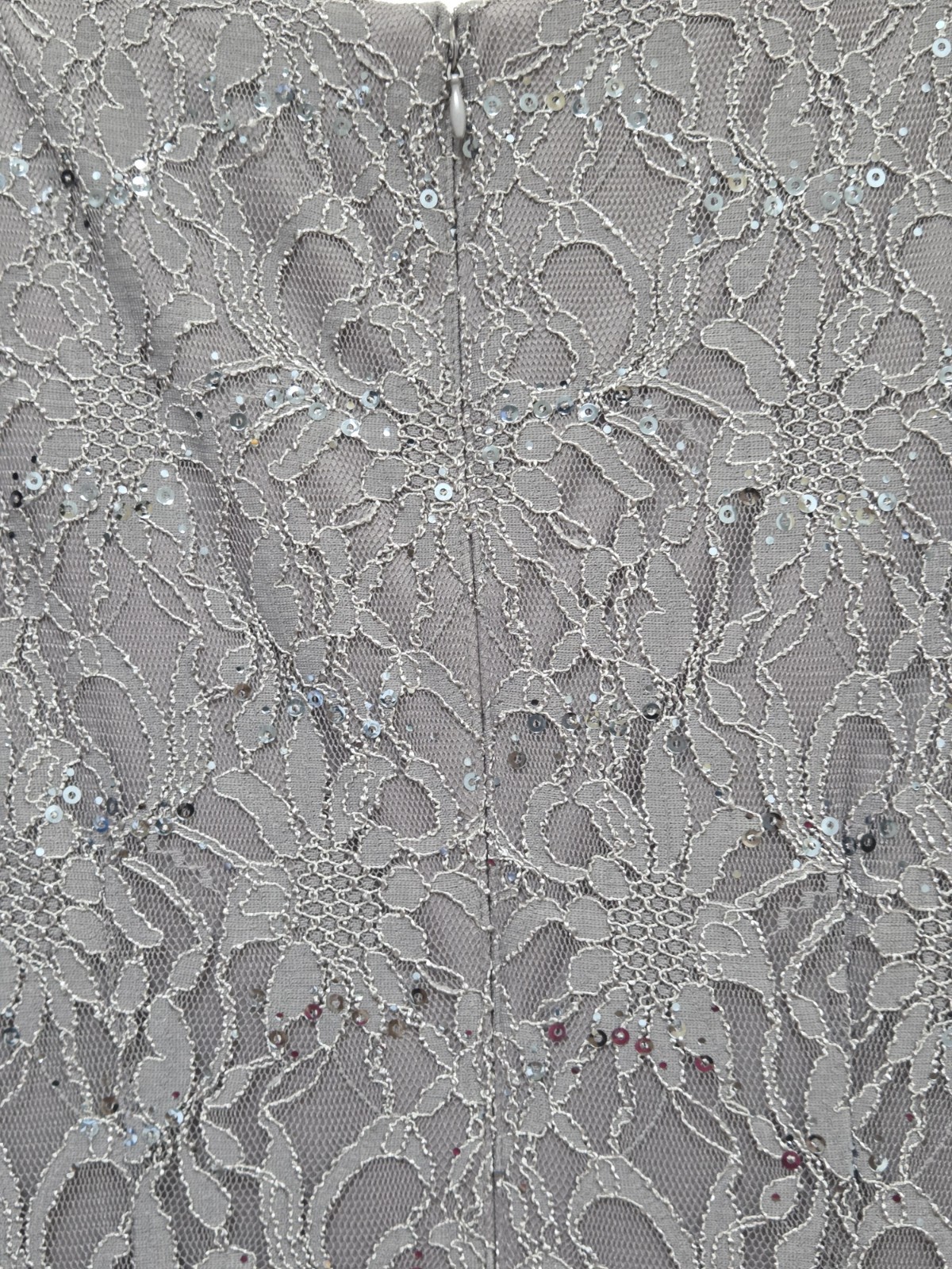 Jessica Howard Gray Lace Sequence Midi Dress Size 12 3/4 Sleeve Beaded Neck…