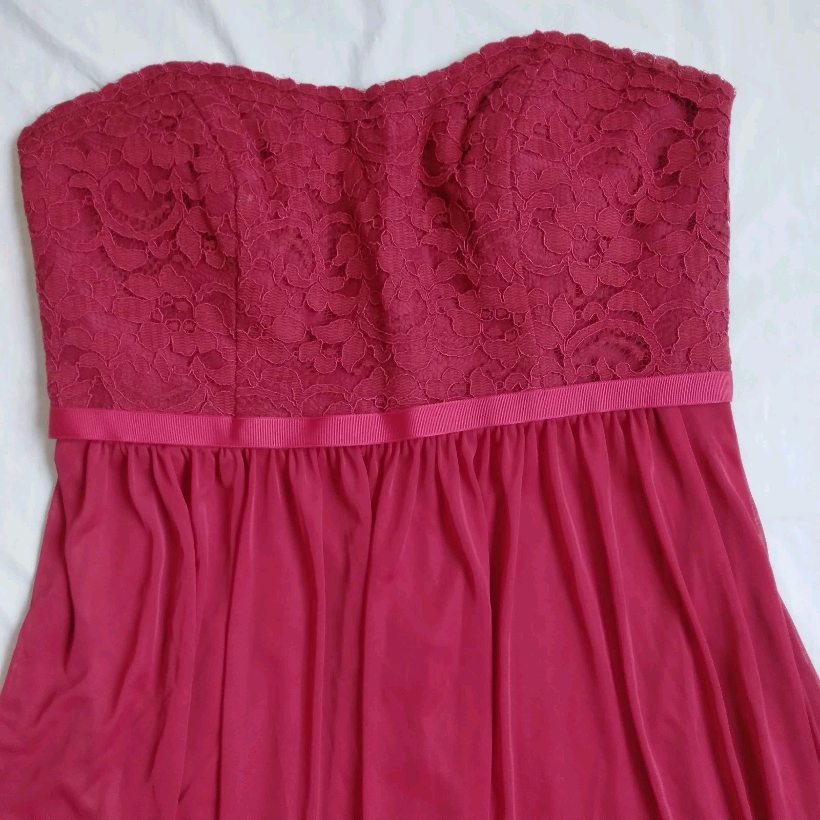 Red Bustier Strapless Dress Floral Lace Holiday Prom Party Elegant Women’s 12