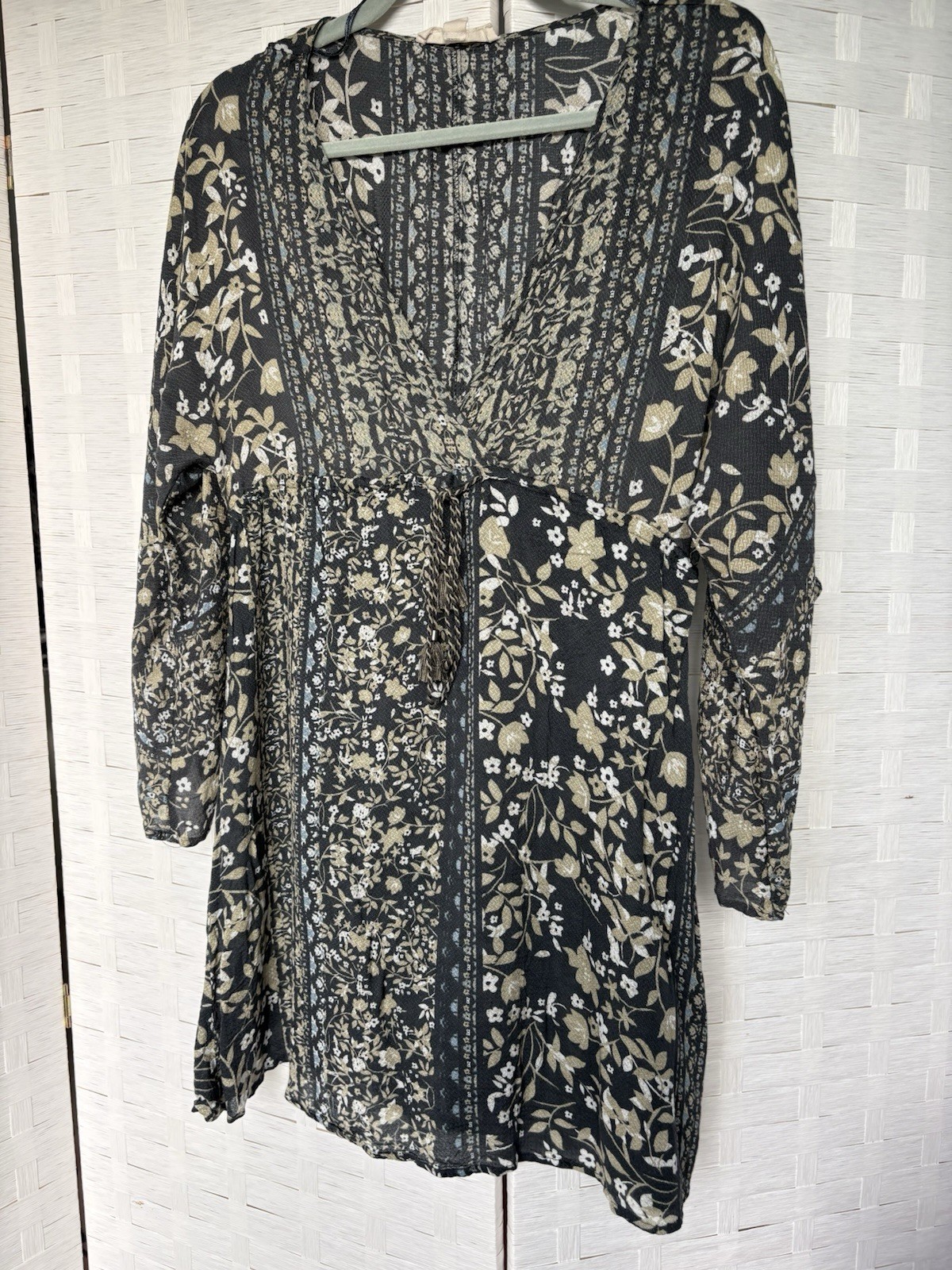 Lovestitch Gray Floral High Low Sheer Midi Babydoll Dress sz M Bridal Romantic