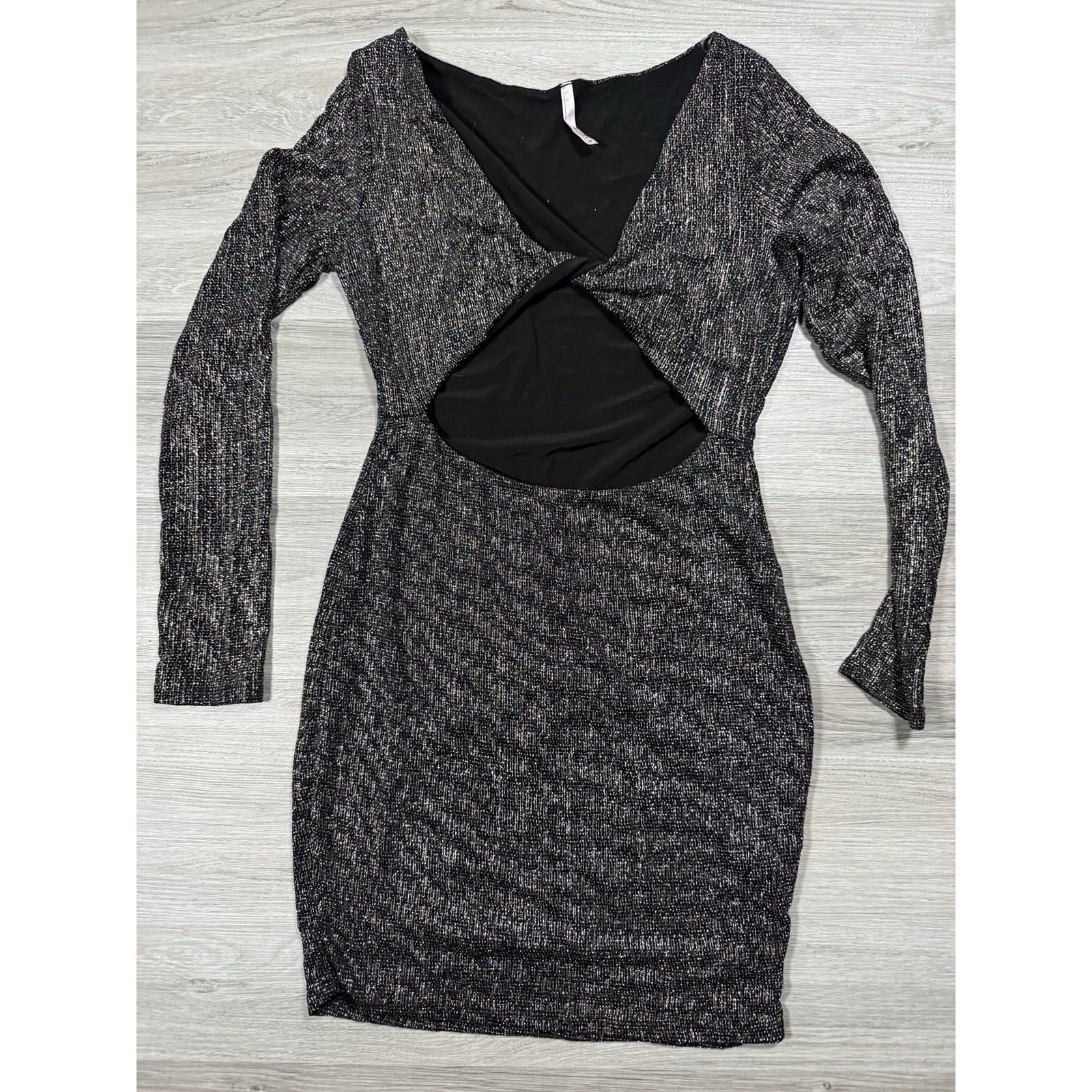 Tresser bodycon dress- black metallic