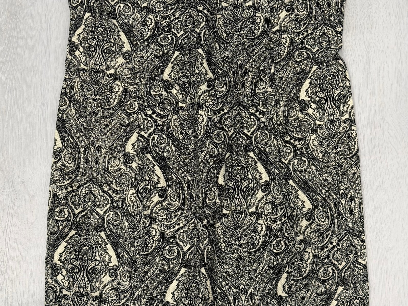Talbots NEW $139 Sz 14P Cotton Ble Sheath Shift Dress Lined Paisley Black White