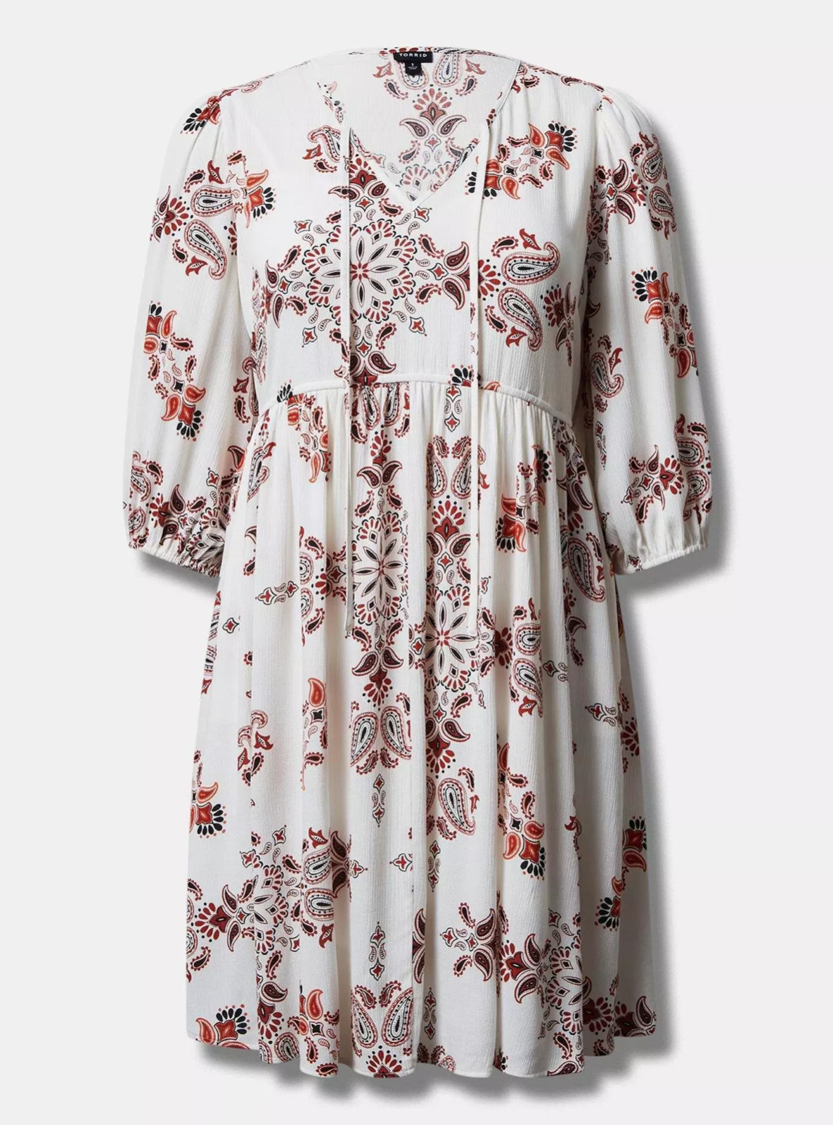 Torrid Mini Washable Gauze Tunic Dress Women’s Size 0 (12) NWT White/Rust/Black