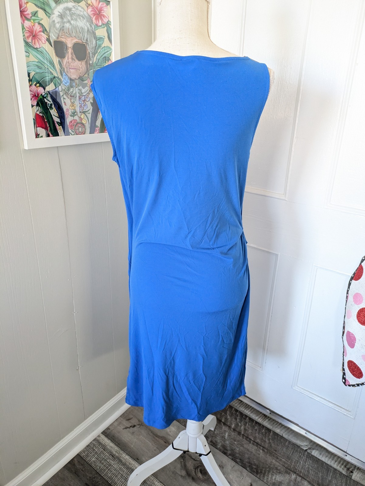 Michael Kors Blue Sleeveless Draped Dress Size Medium Silver Accent