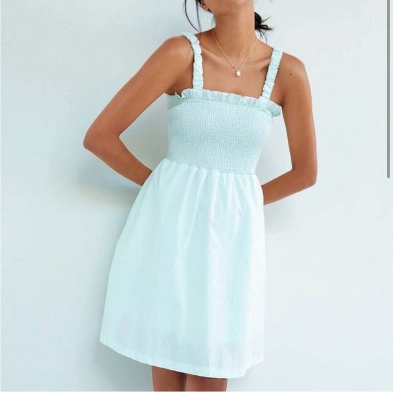 New Anthropologie Smocked Mini Dress by PINCH $148 MEDIUM Guac – Mint Green