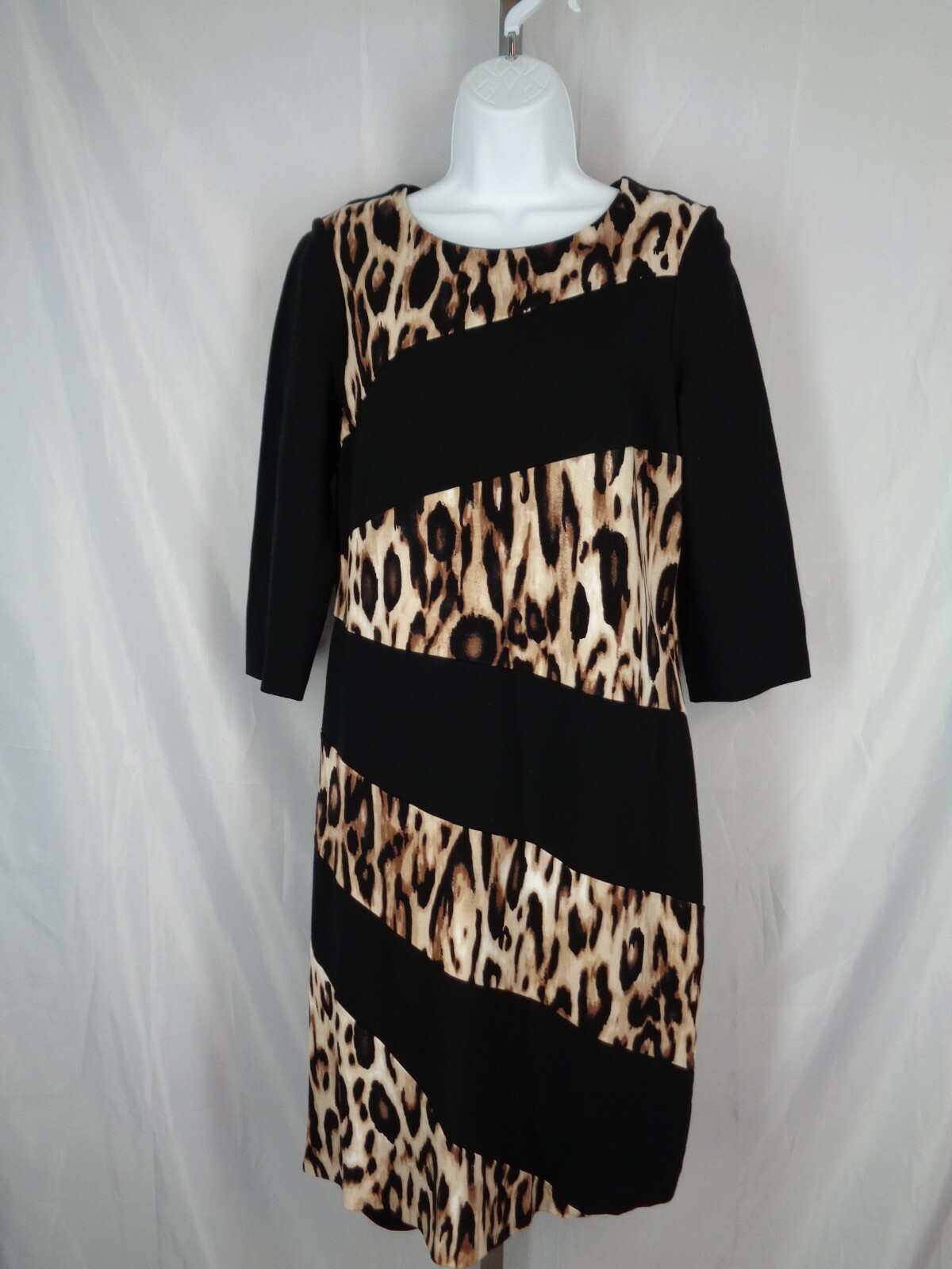 Chicos Animal Print Spliced Sheath Dress Size 1 (8) Medium