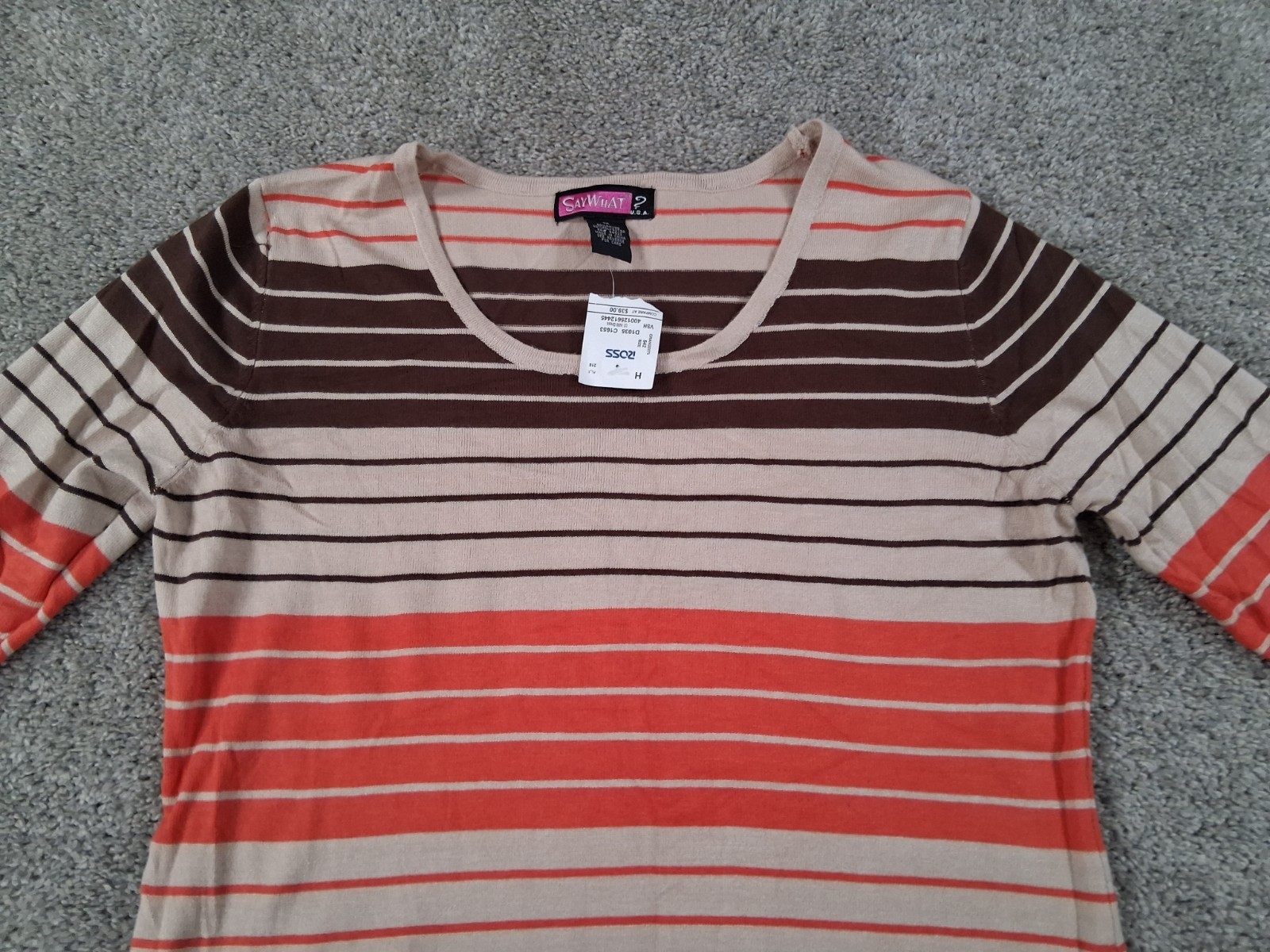 SayWhat 1X Womens Sweater Dress Rayon Blend Beige Stripe NWOT