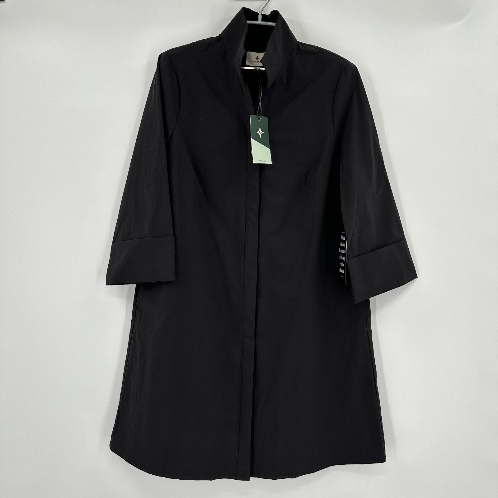 Tuckernuck Women’s Black Charlie Shirt Dress sz S Stand Collar A-line Mini NWT