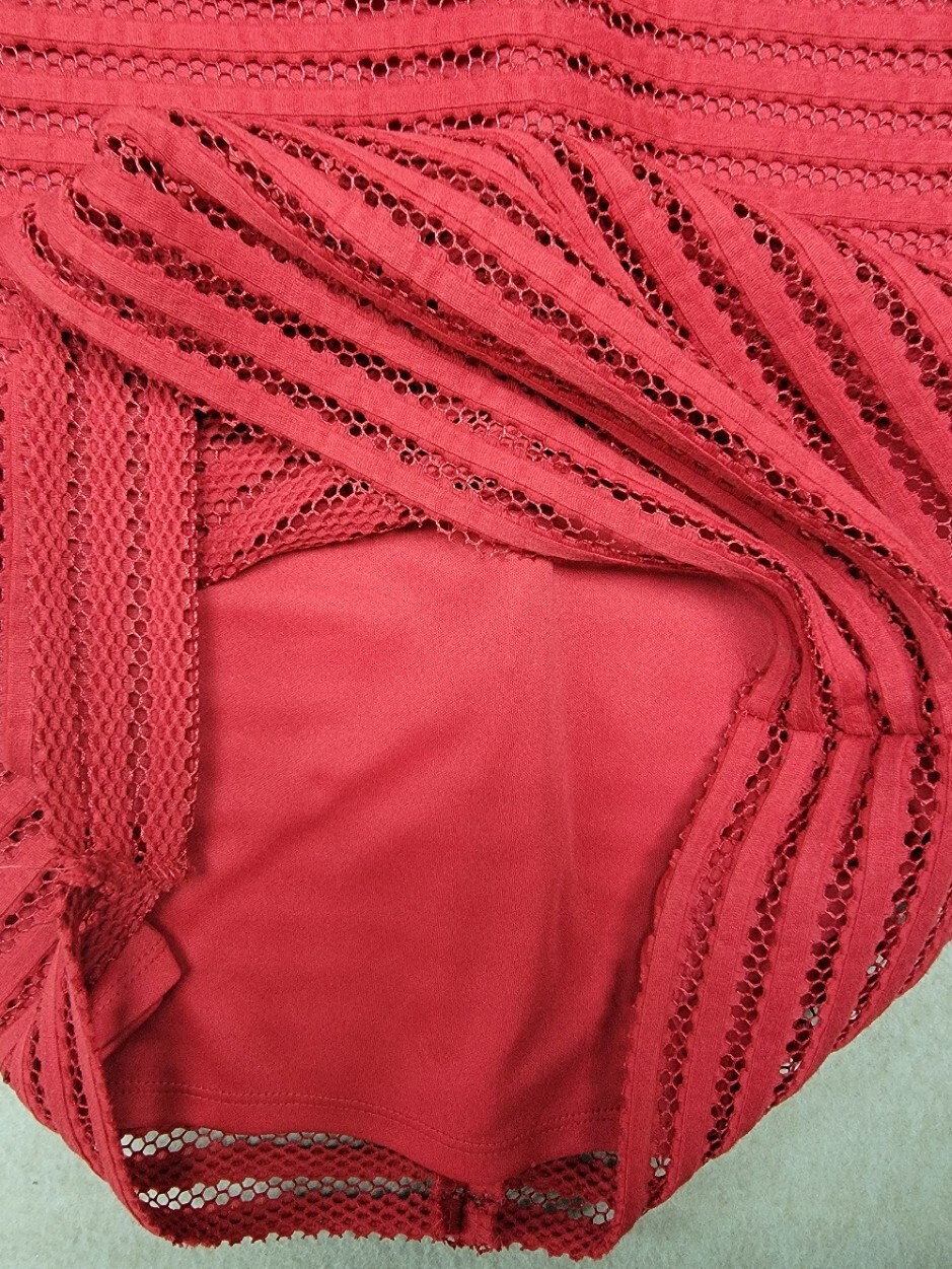 NWT~WARDROBE A~ Sleeveless Red Dress Size 8 Lace/Mesh Lined Back Zip V-Neck