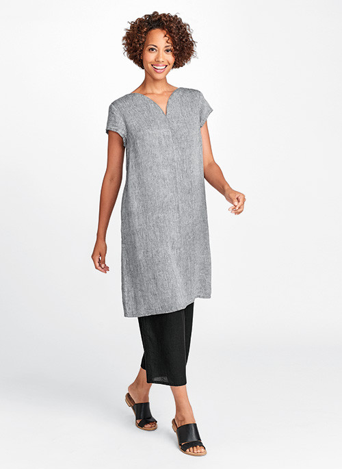 FLAX Designs Linen Centered Dress M NWT