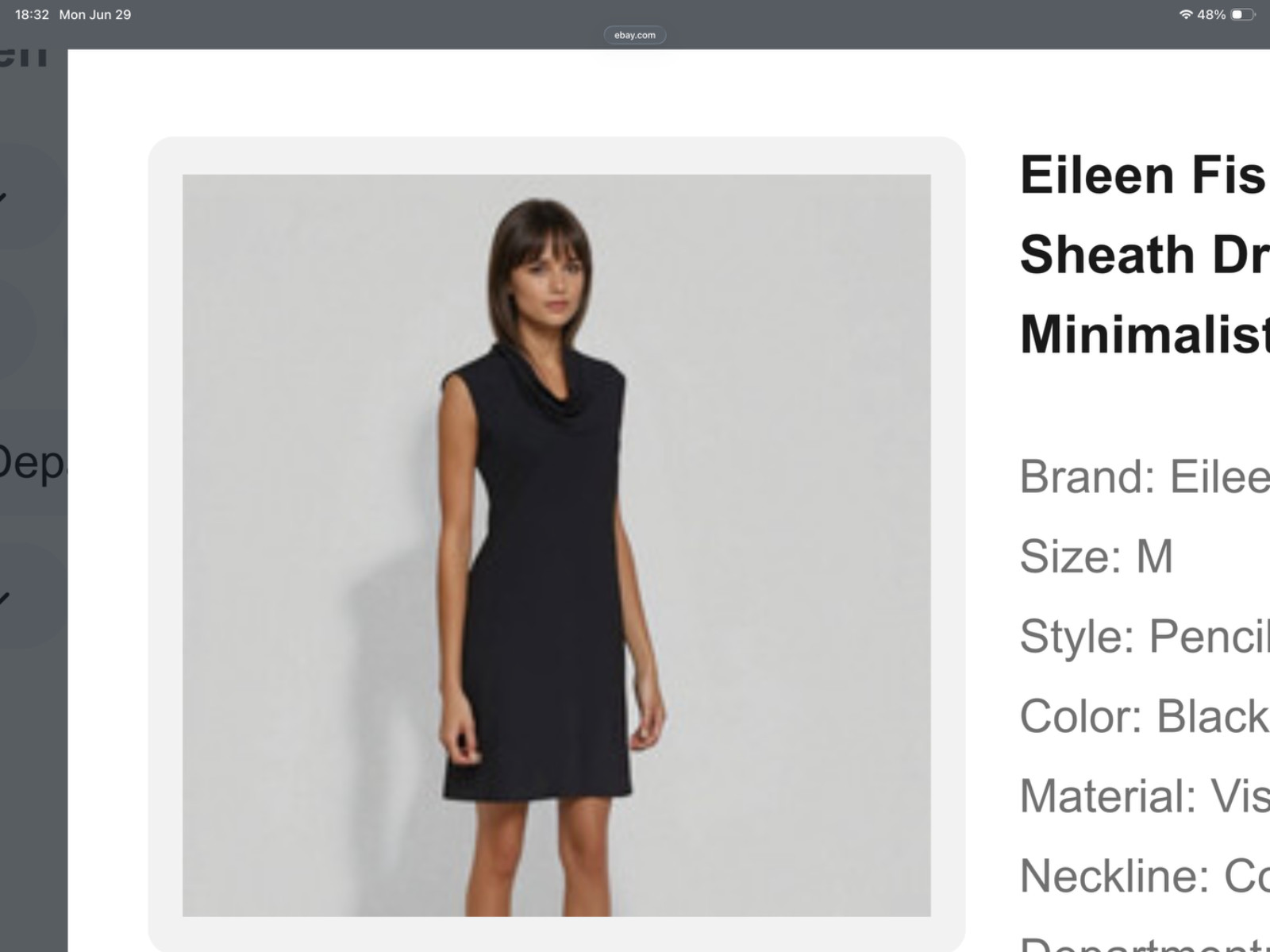 Eileen Fisher Women Black Viscose Sleeveless Cowl-Neck Jersey Knit Dress Sz XS