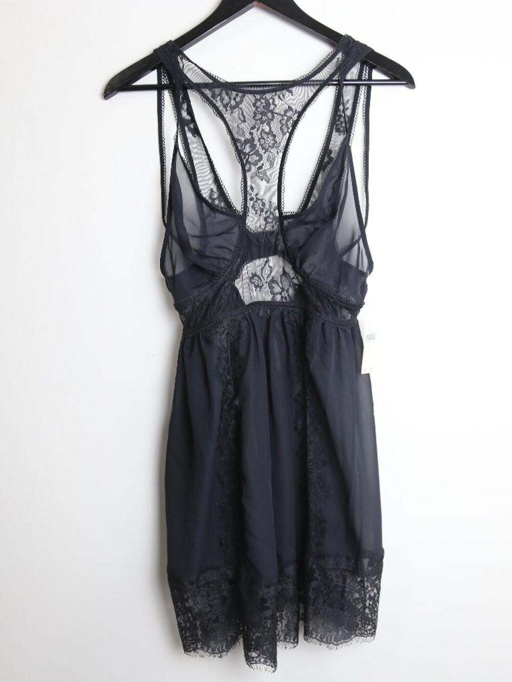 By Anthropologie Sheer Mix Halter Floral Lace Mini Black Dress Size Small