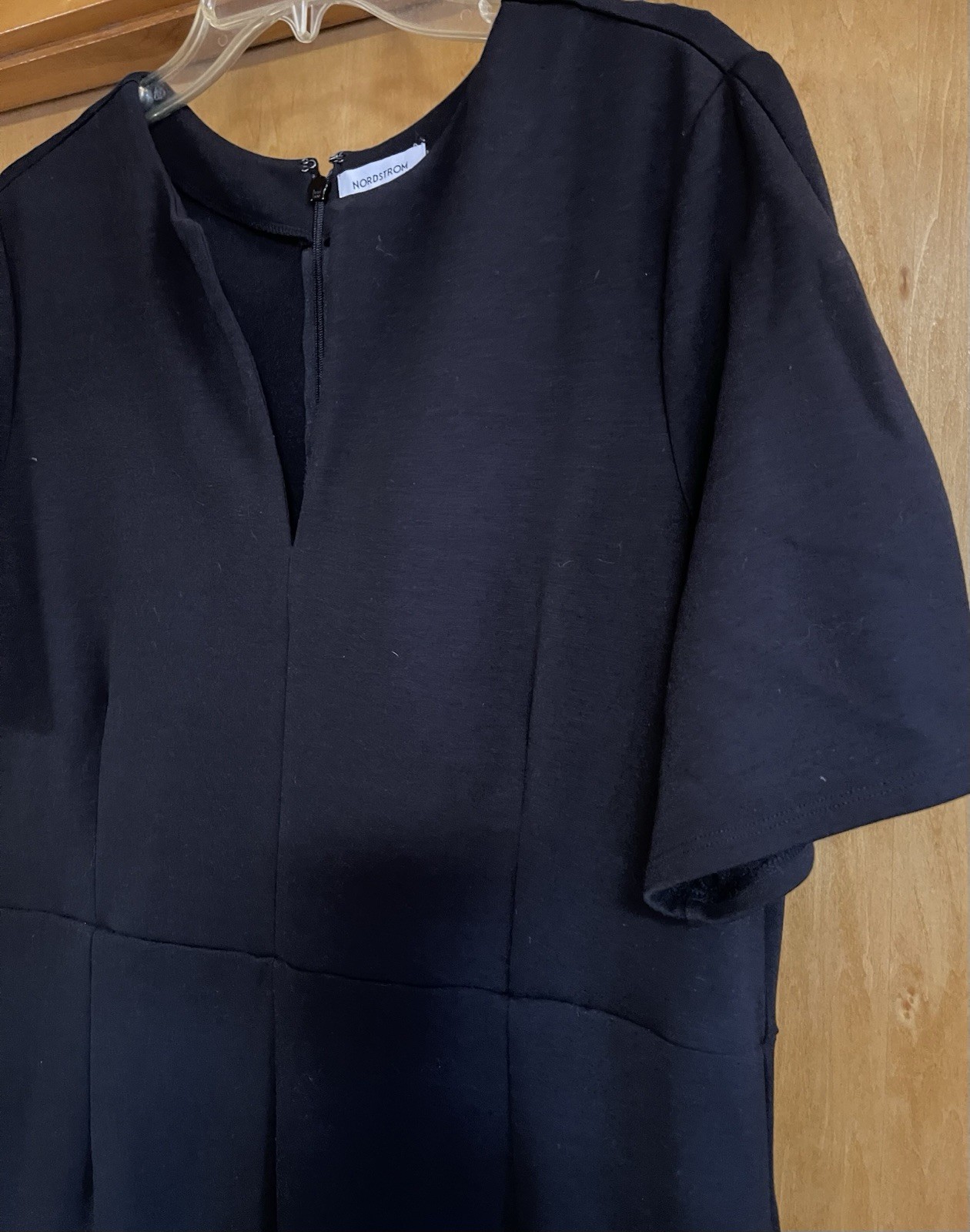 Nordstrom Women’s XL Black Short Sleeve Long Midi Shift Dress, Worn Once