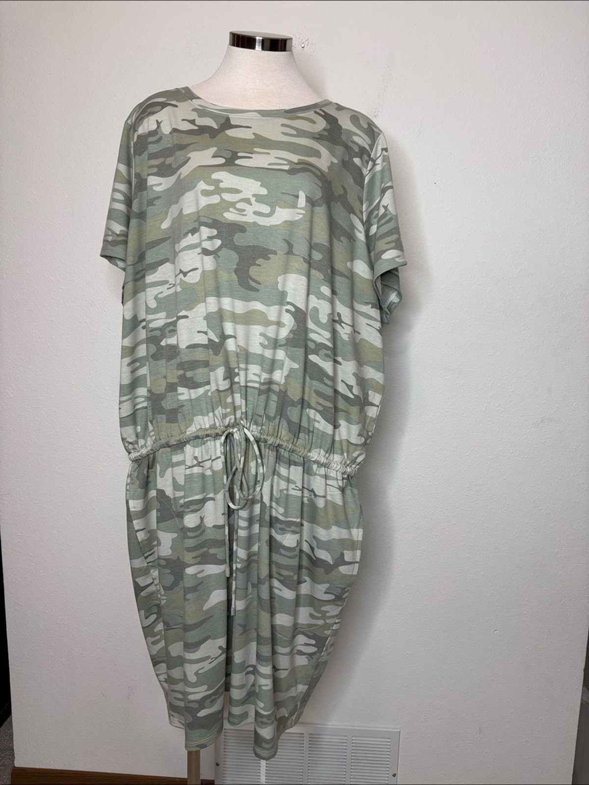 Belle by Kim Gravel Sage Green Camo Drawstring Dress