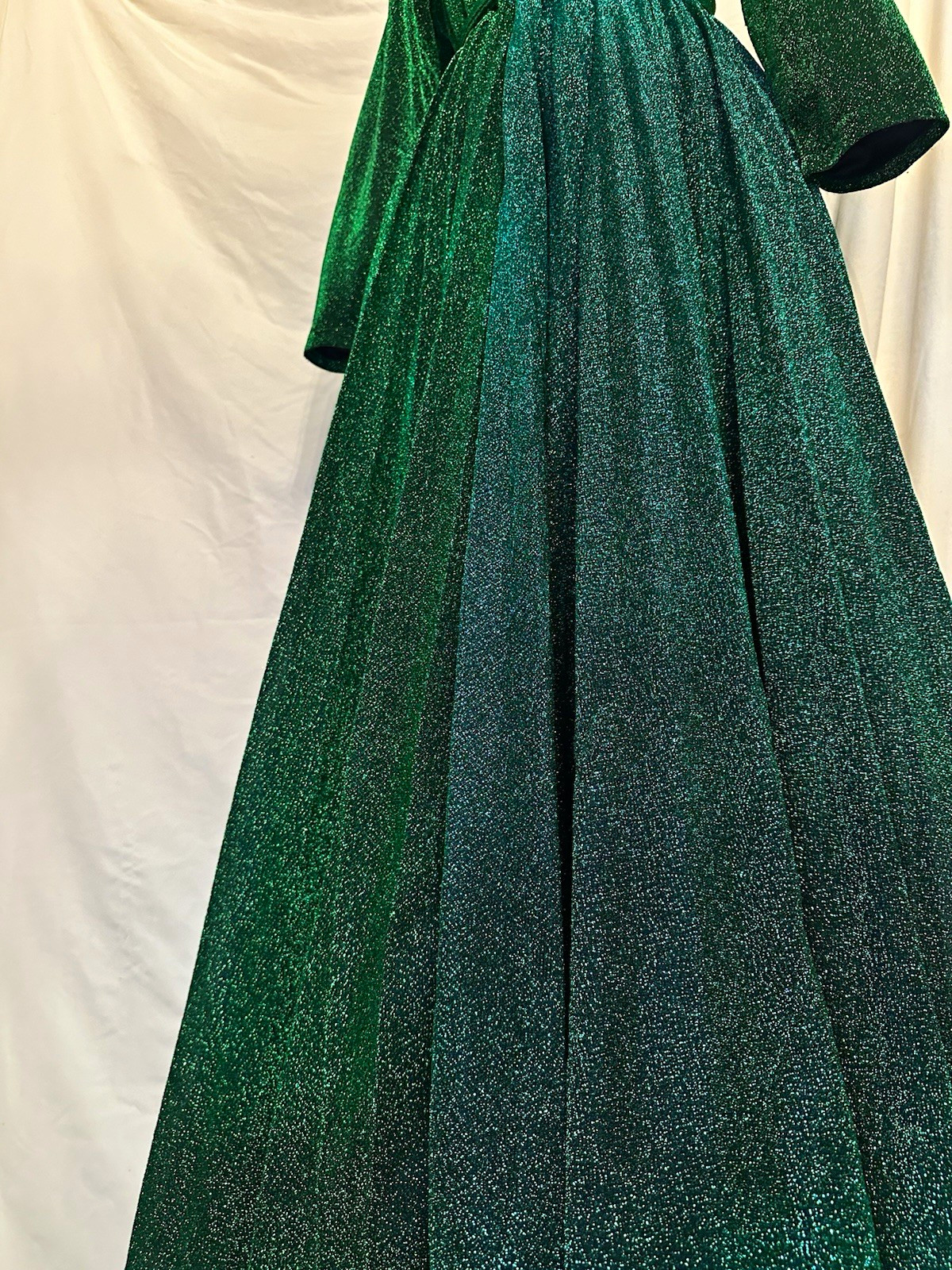 Alcoolique Green Glitter Lurex V-Neck Long Sleeve Maxi Dress Women’s 42