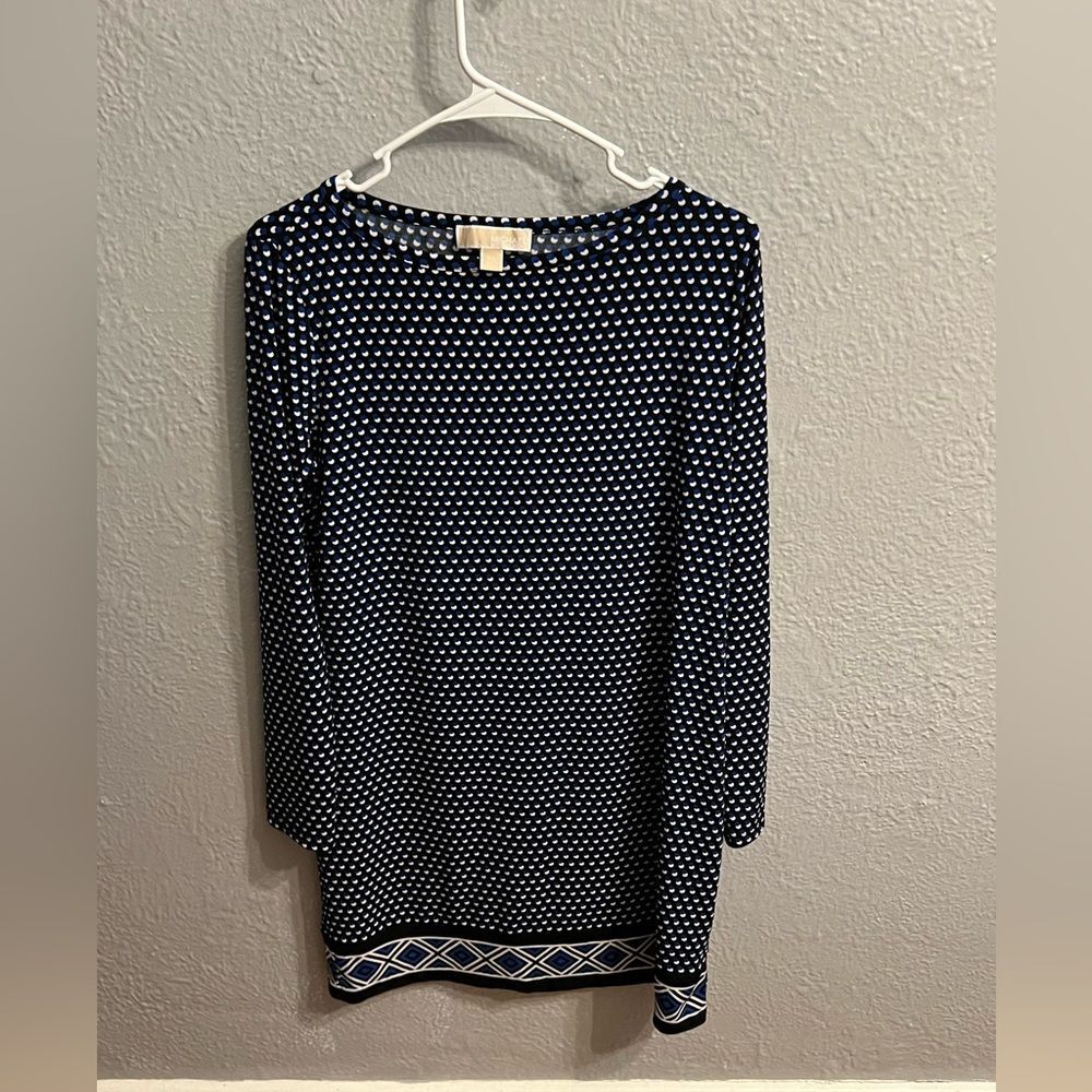 Women’s blue white black dress petite large Michael Kors