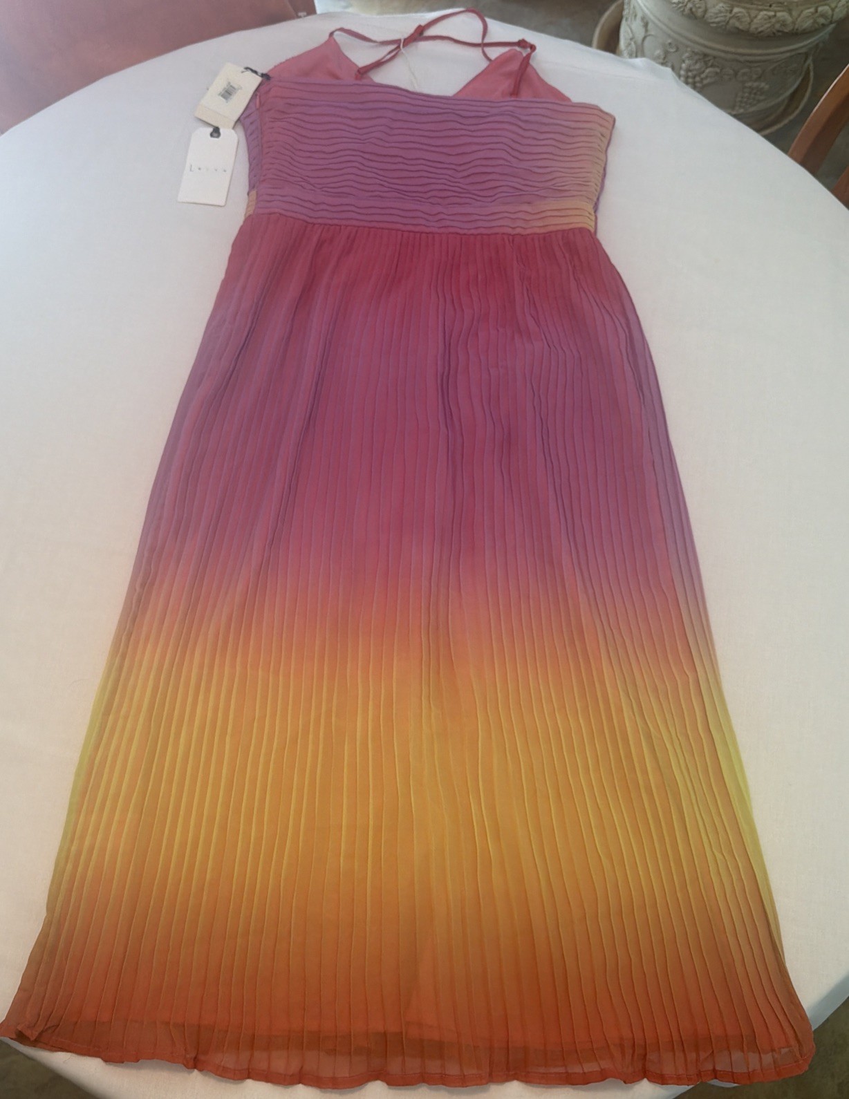LEITH Nordstrom Sleeveless Pleated Ombré Gradient Pink Lemonade Sundress Y2K (M)