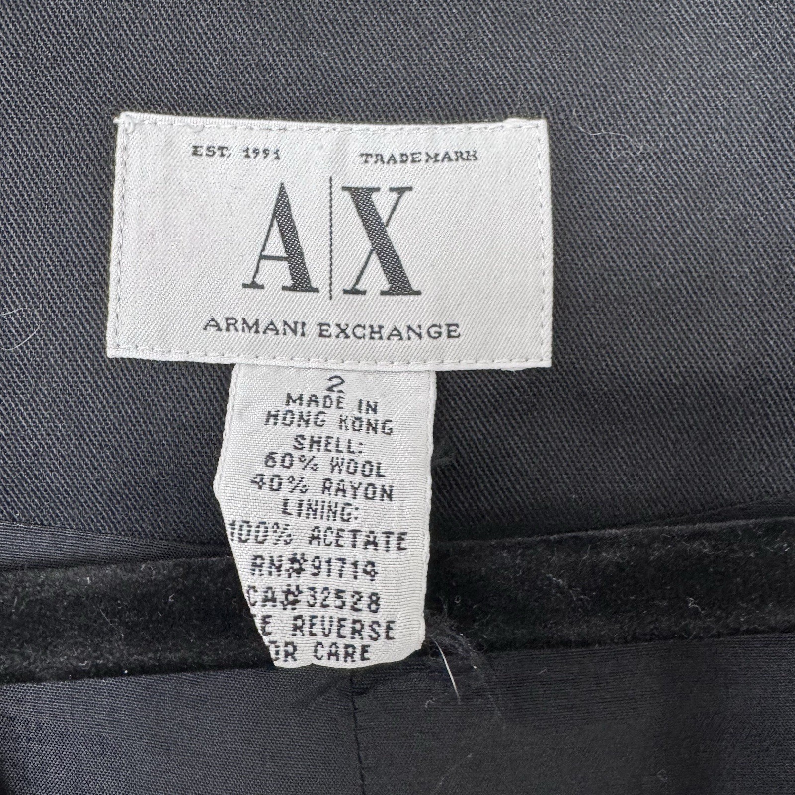 A/X Armani Exchange Black Wool Blend Wrap Dress SZ 2 Old Money Preppy Office