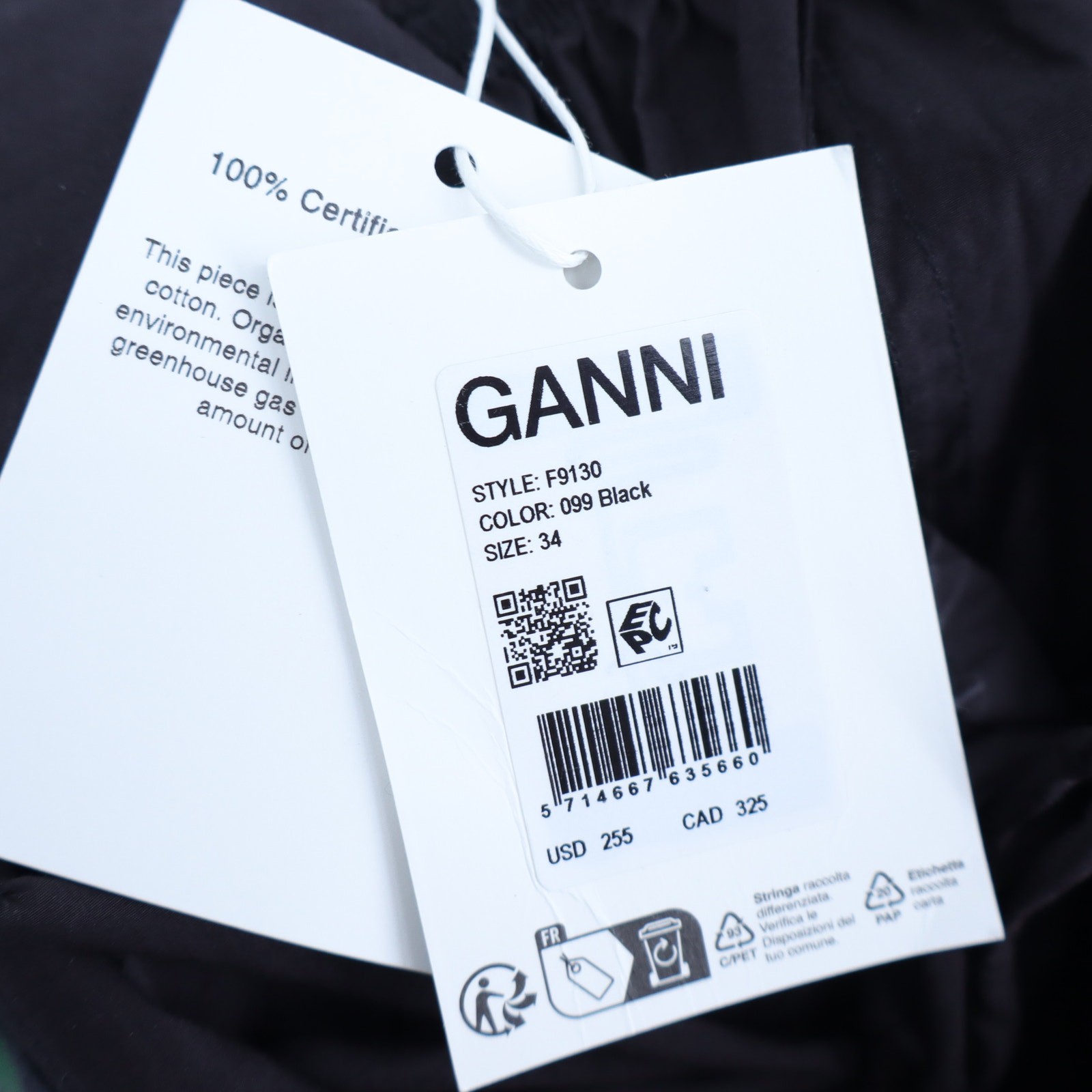 GANNI Cotton Poplin String Midi Dress NWT Black Multi-Strap Women’s 34/US 2