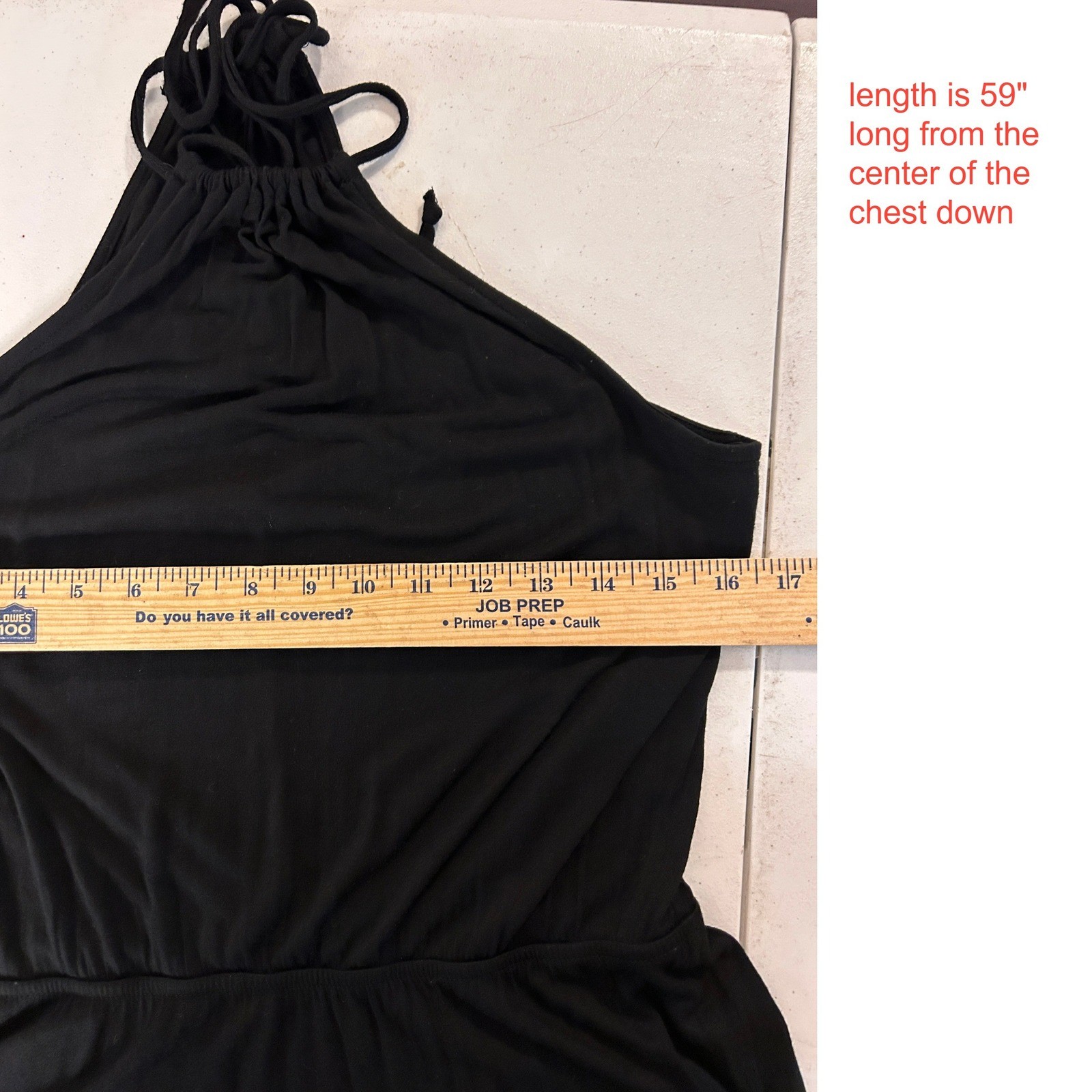 Black Halter Maxi Dress High Slit Elastic Waist Stretchy LARGE Summer Vacation