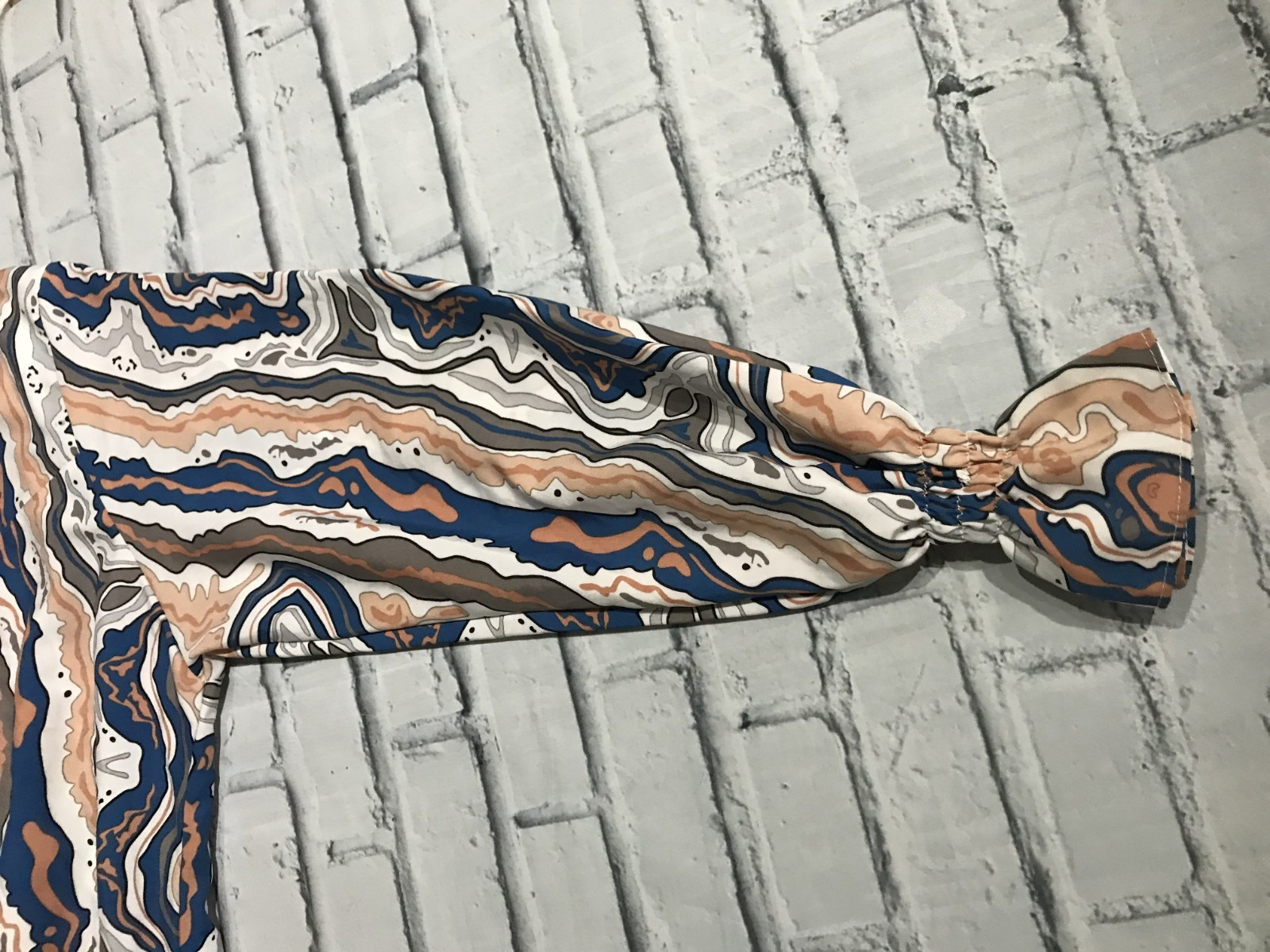 Petty Dress, L, Long Sleeve Thin Stain Abstract Print Zip/Belted/Pocket Dress