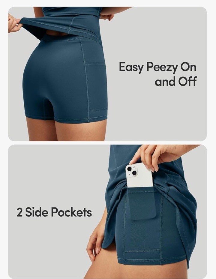 Iuga Easy Peezy XL Athletic Dress Pockets Romper Skort Tennis Strap Sea Blue