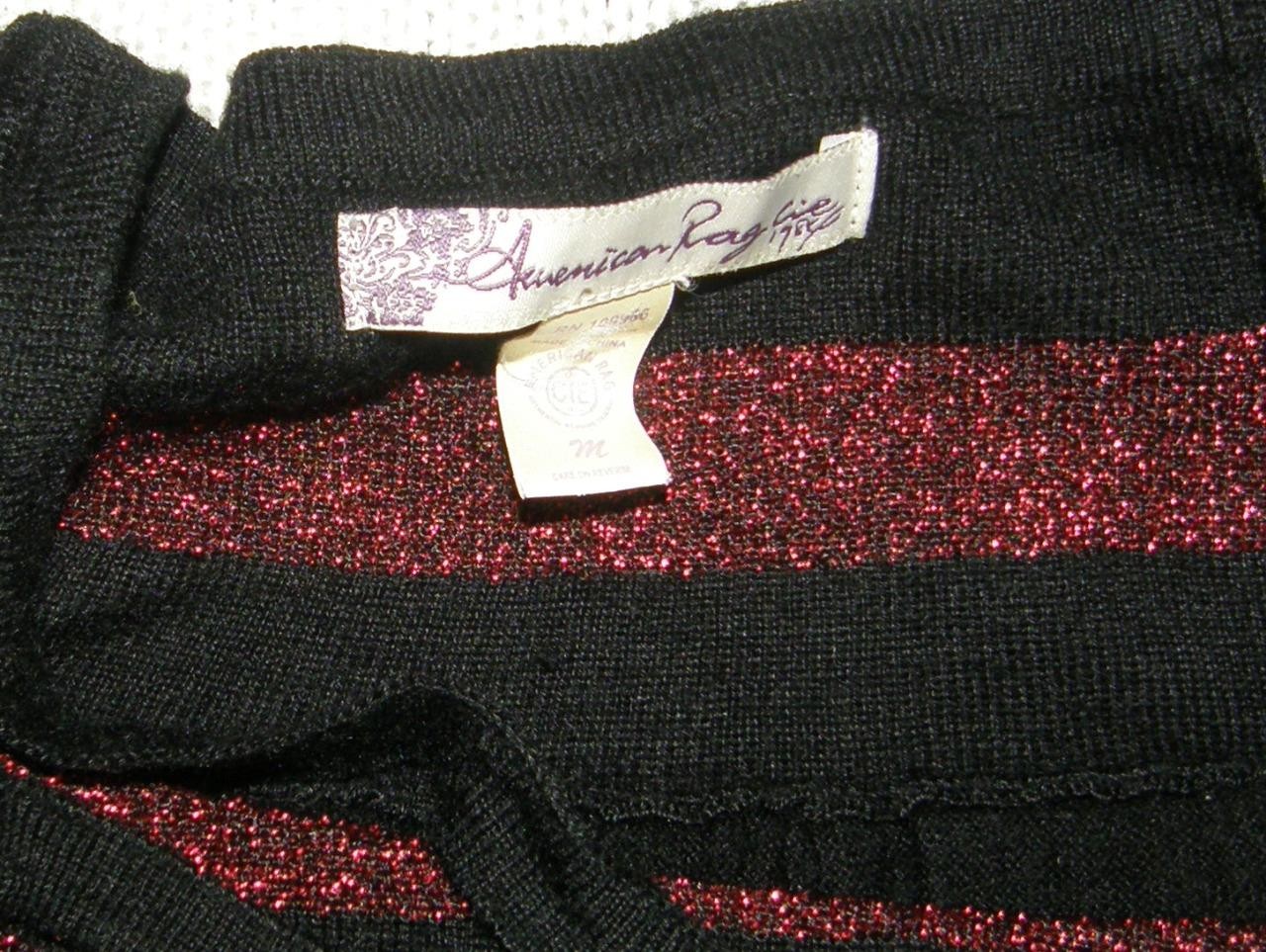 Sparkly Red & Black Stripe Sz Medium Stretchy Lightweight Sweater Party Dress