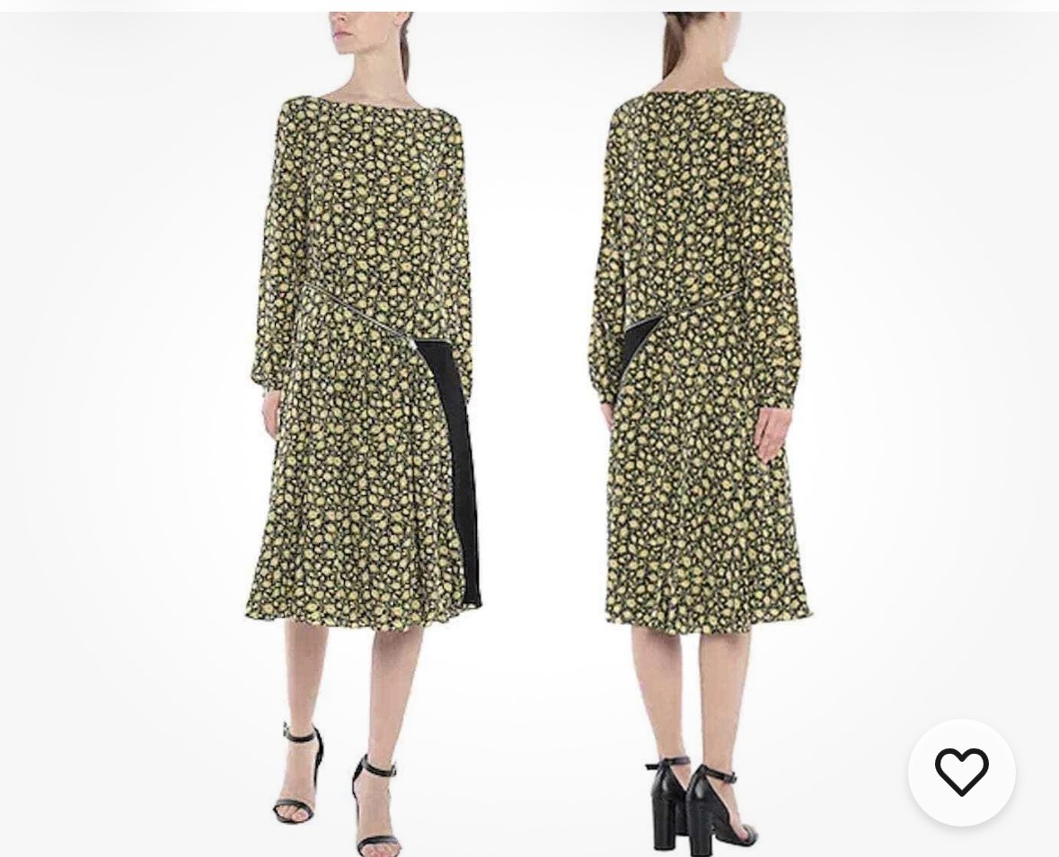 BURBERRY LONDON NWT 100% Silk Floral Rose Zip Detail Midi Dress Size US8 /UK10