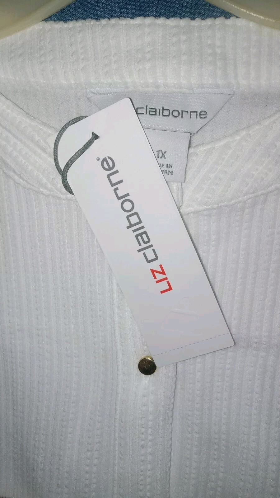 NWT Liz Claiborne White Sleeveless At Knee Buttondown TieBelt Tshirt Dress Sz 1X