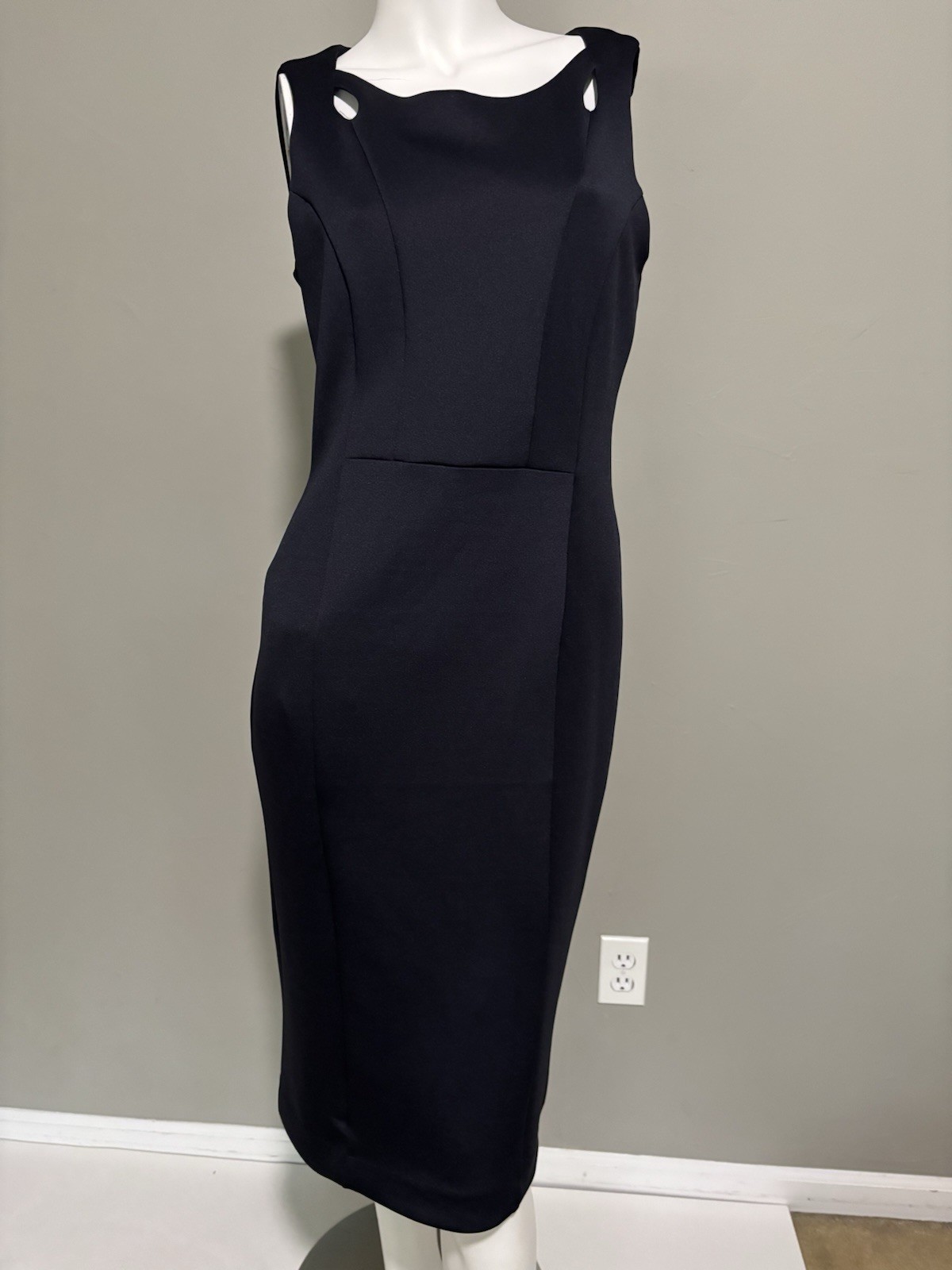 TTahari Womens Sleeveless Belted Keyhole Neck Dress Dark Blue Size 2 New