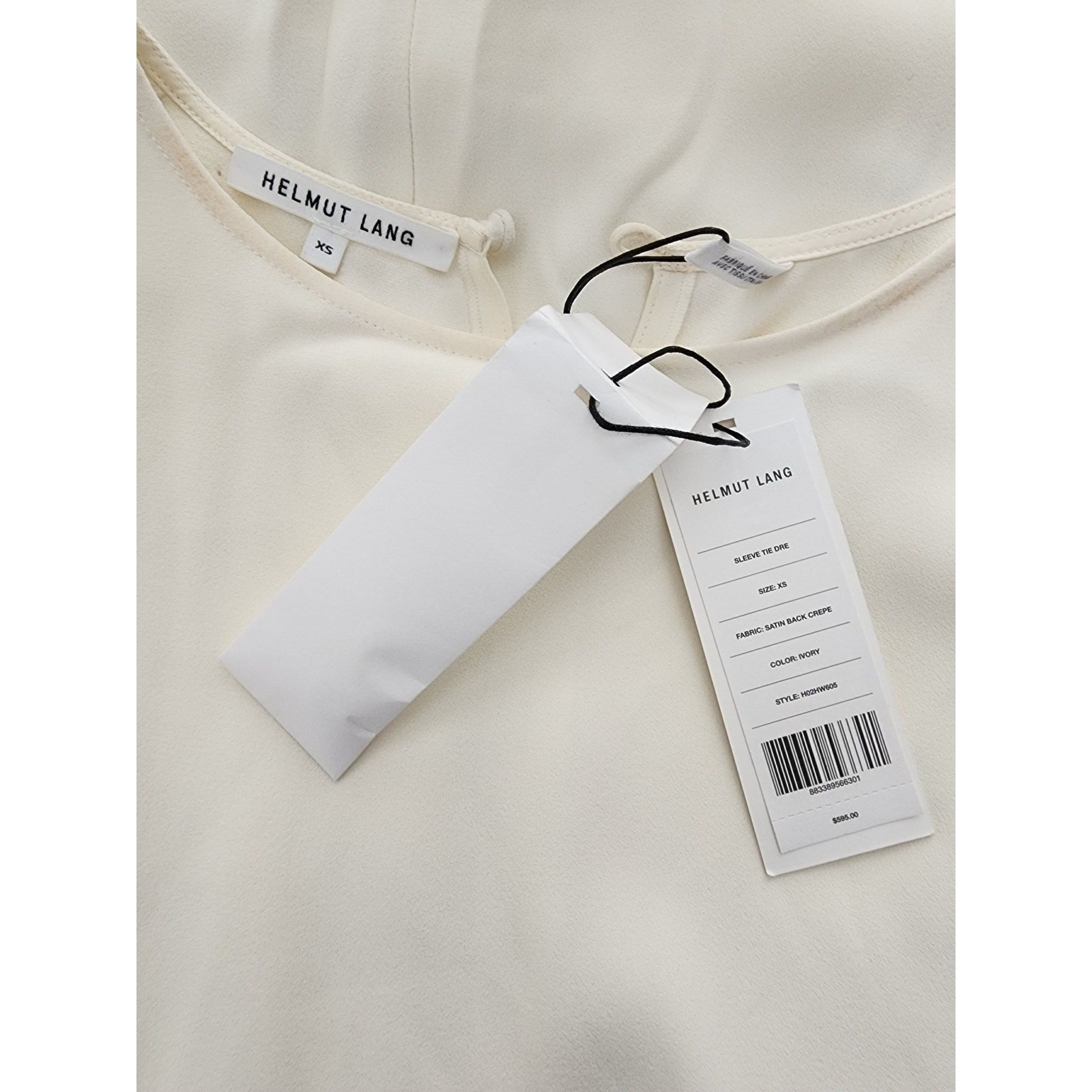 HELMUT LANG NWT Ivory Midi Dress Shoulder Tie Extra Small XS