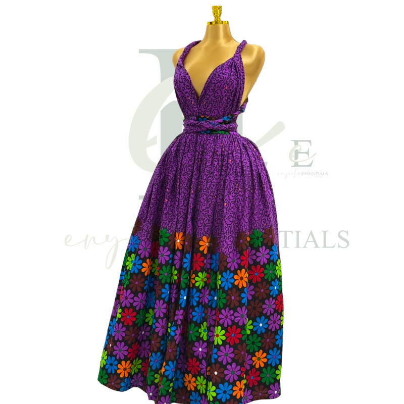 Purple Ankara Infinity Gown | One Size (L–XXL)