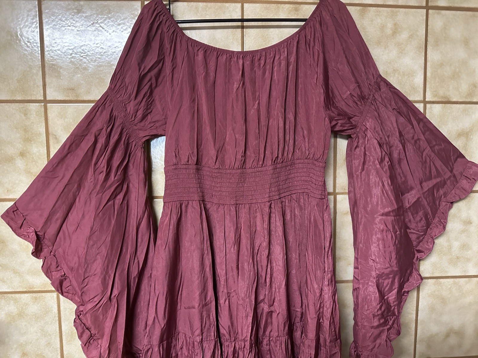 Scarlet Darkness Women’s Boho Retro Renaissance Maxi Dress Pockets, Rose Sz Lg