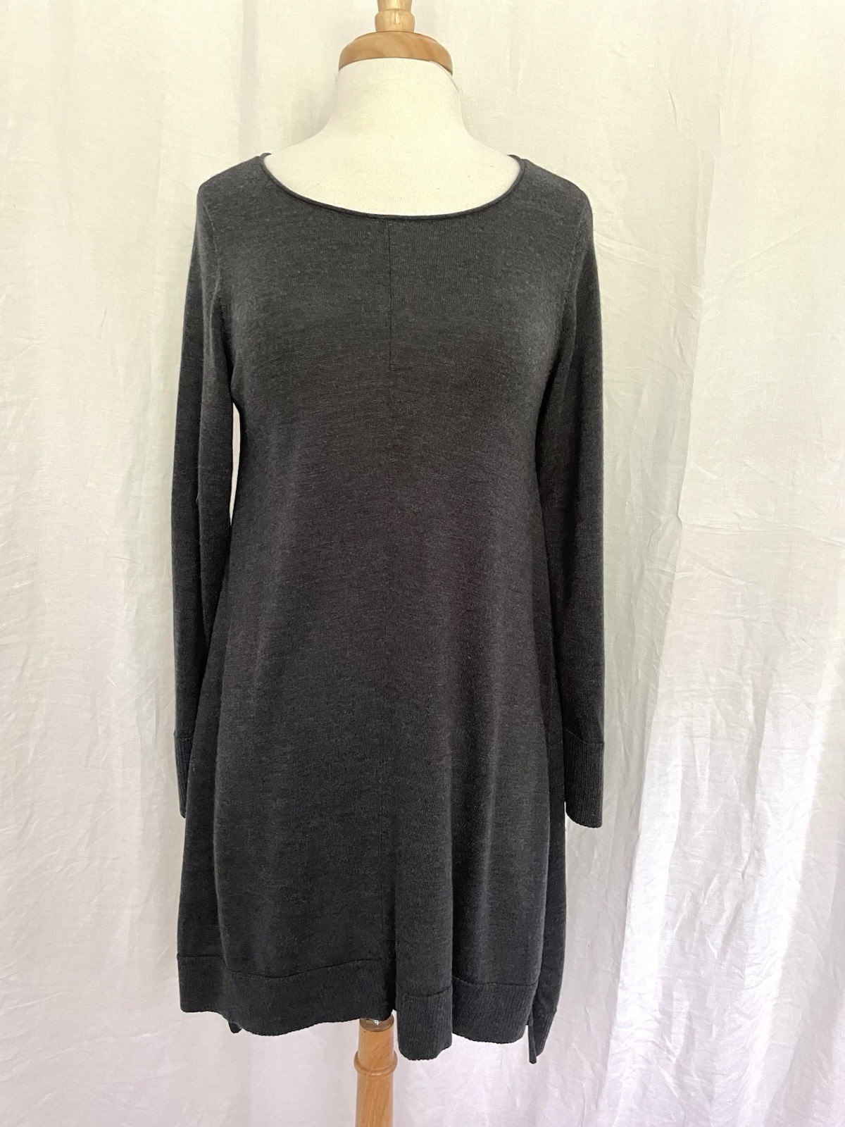 EILEEN FISHER 100% Merino Wool Long Sleeve Sweater Dress Gray size Medium