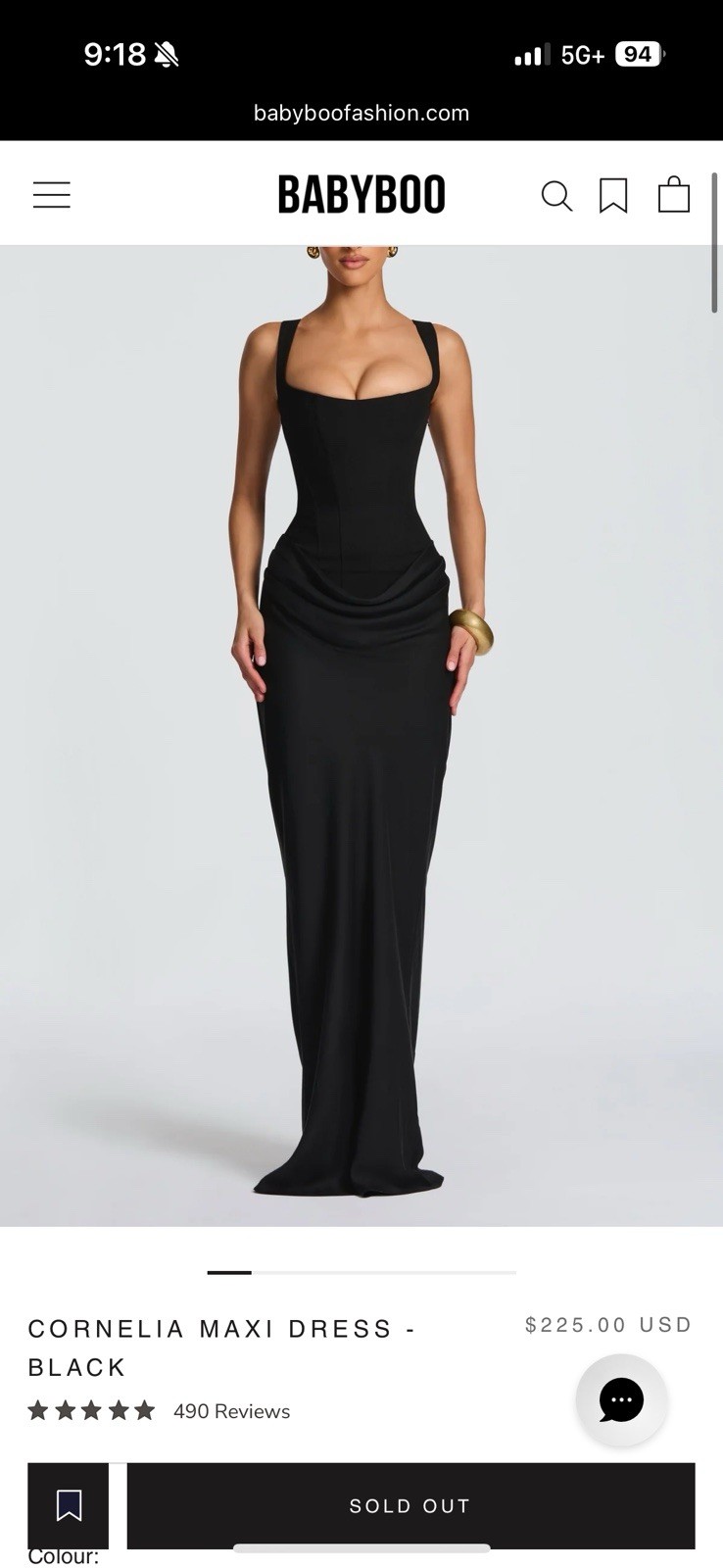 BABYBOO Cornelia Black Maxi Gown Dress Women’s XL Sleeveless Square Neck