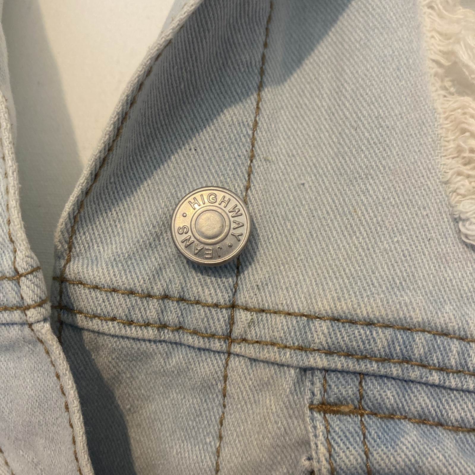 Highway Jeans Denim Duster Jacket M Light Wash Blue Button Up Distressed Shacket