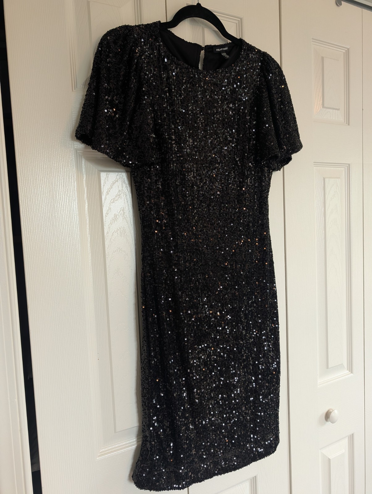 Hilary Radley Black Sequin Midi Dress – Size XS