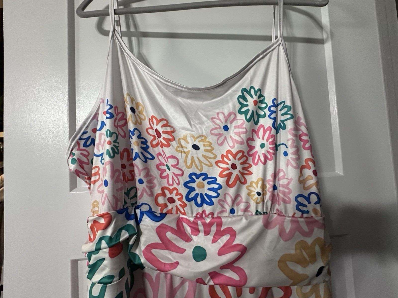 Stretchy Colorful Flower Spaghetti Strap Dress