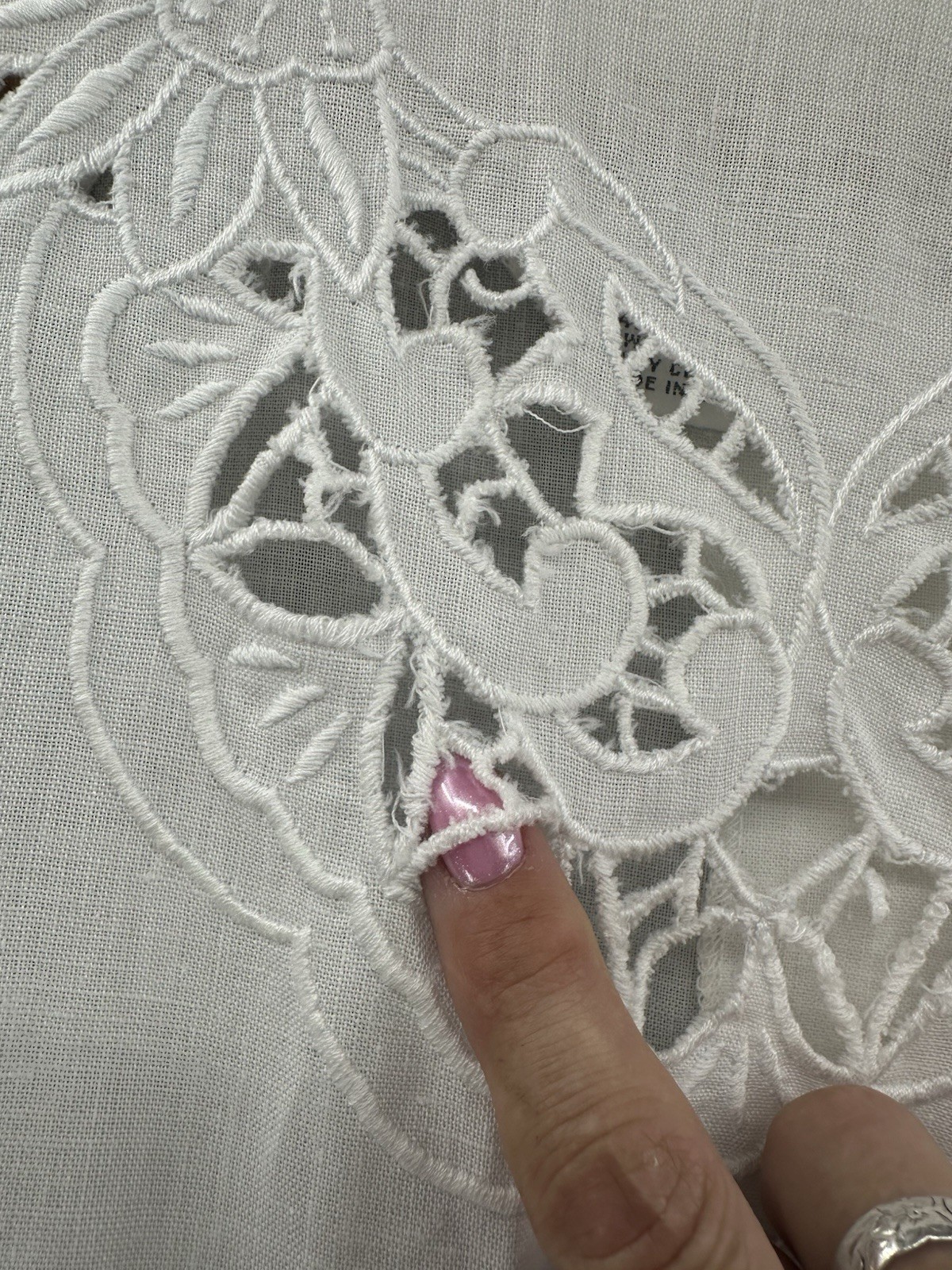VTG Connection Linen Batterberg Lace Dress 10 Cottagecore Prairie Romantic HH21