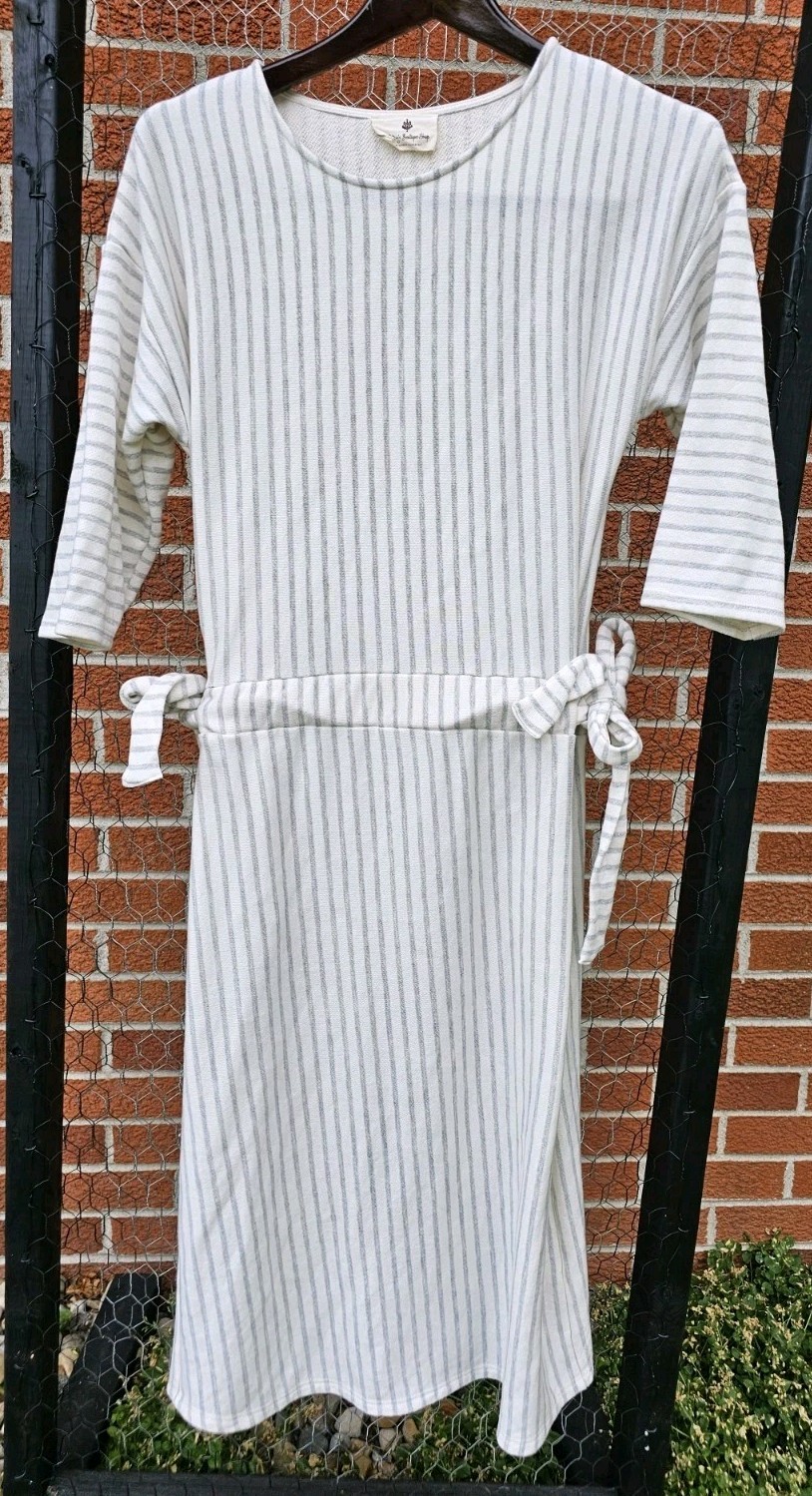 Betsey’s Boutique Shop Sweatshirt Dress, SZ L, Striped, Made In USA