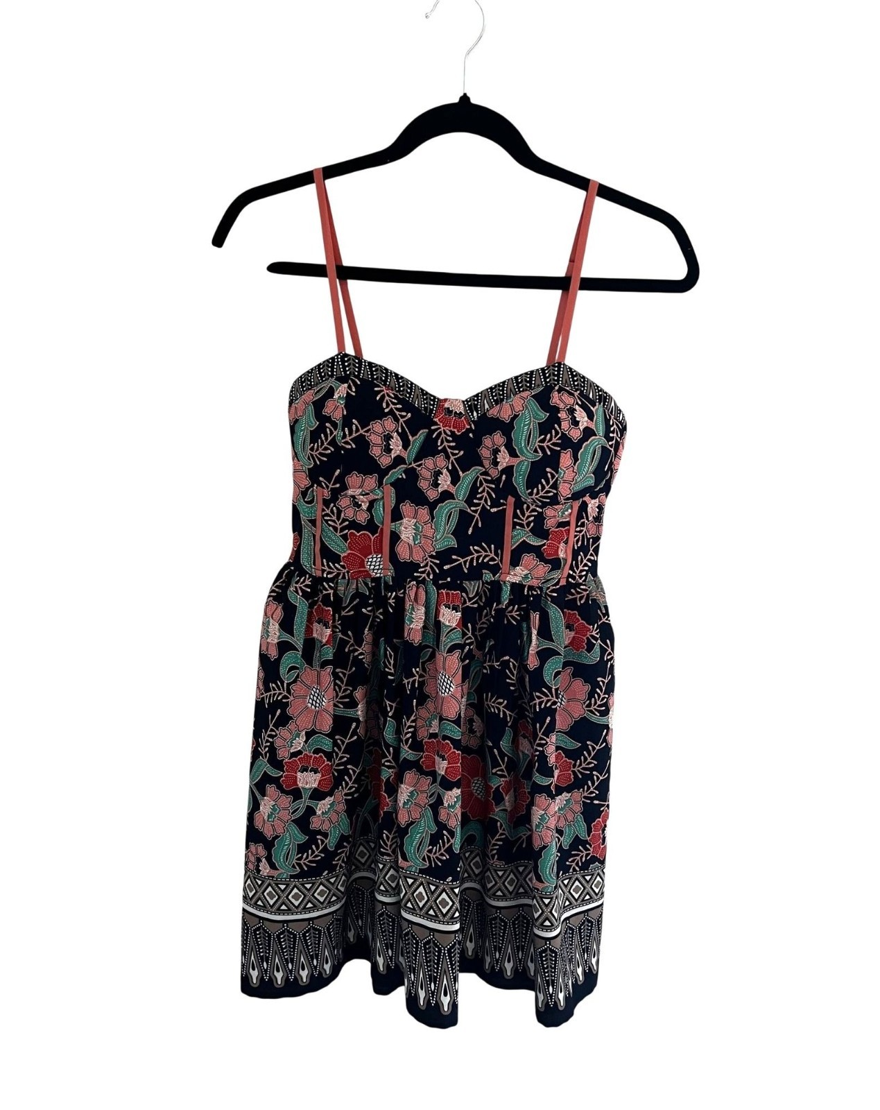 Band Of Gypsies XS Floral & Geometric Print Sundress Adjustable Straps