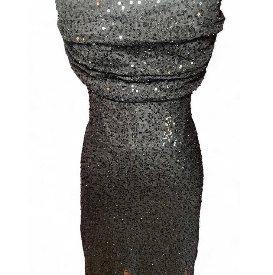 Dolls Kill Lovesome Shine Brightly Black Sequin Lace Up Mini Dress NWT Small