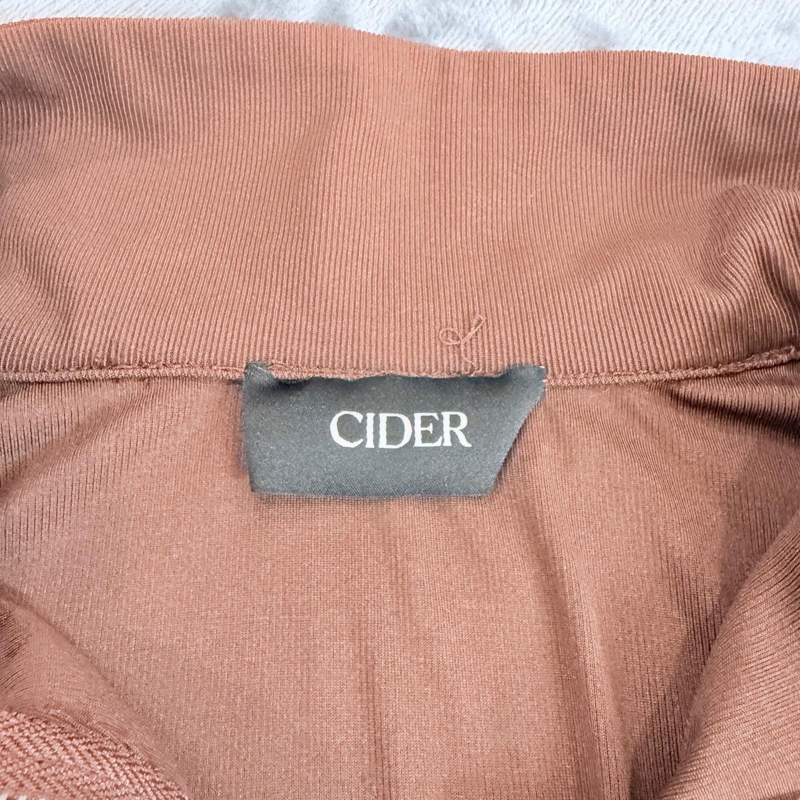 Cider Bodycon Mini Dress W/ Zipper Neckline Pocket Detail Sz M Brown Stretch