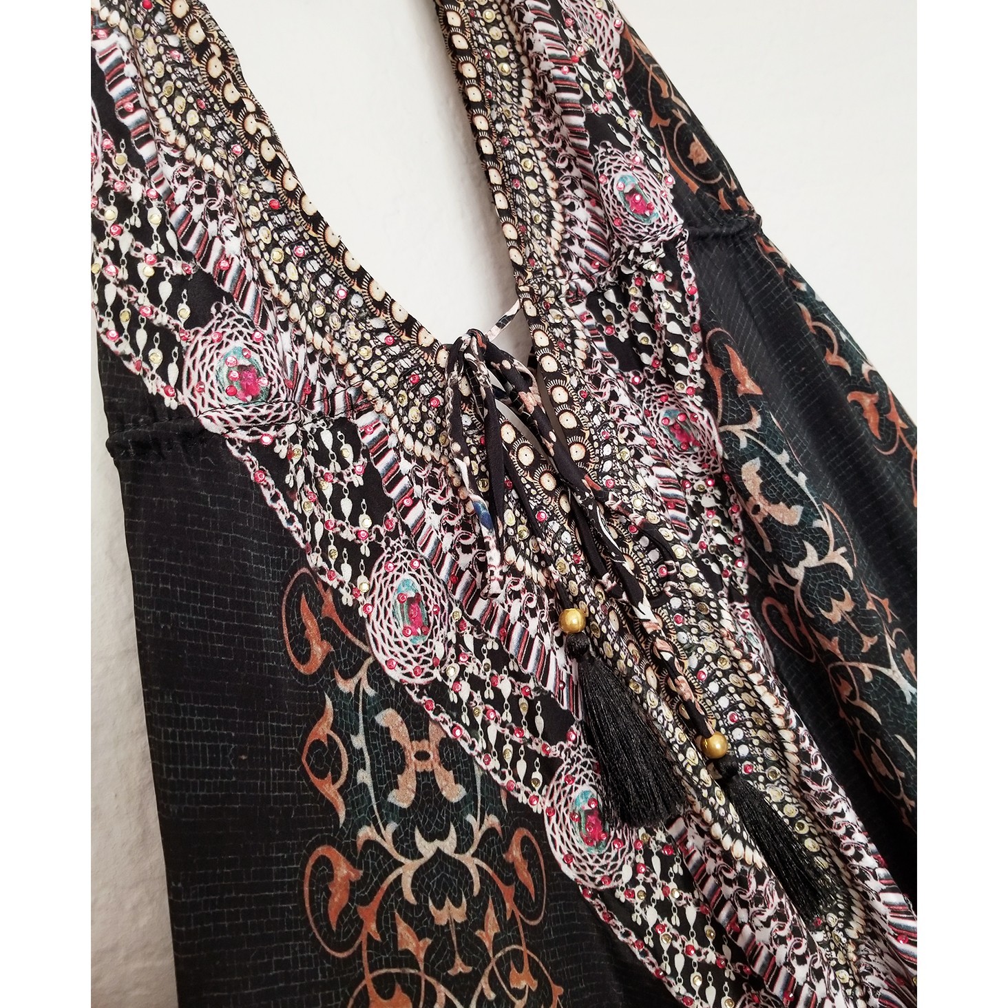 La Moda True Colours Halter 3-Way Maxi Dress Rhinestone Embellished Boho Goddess