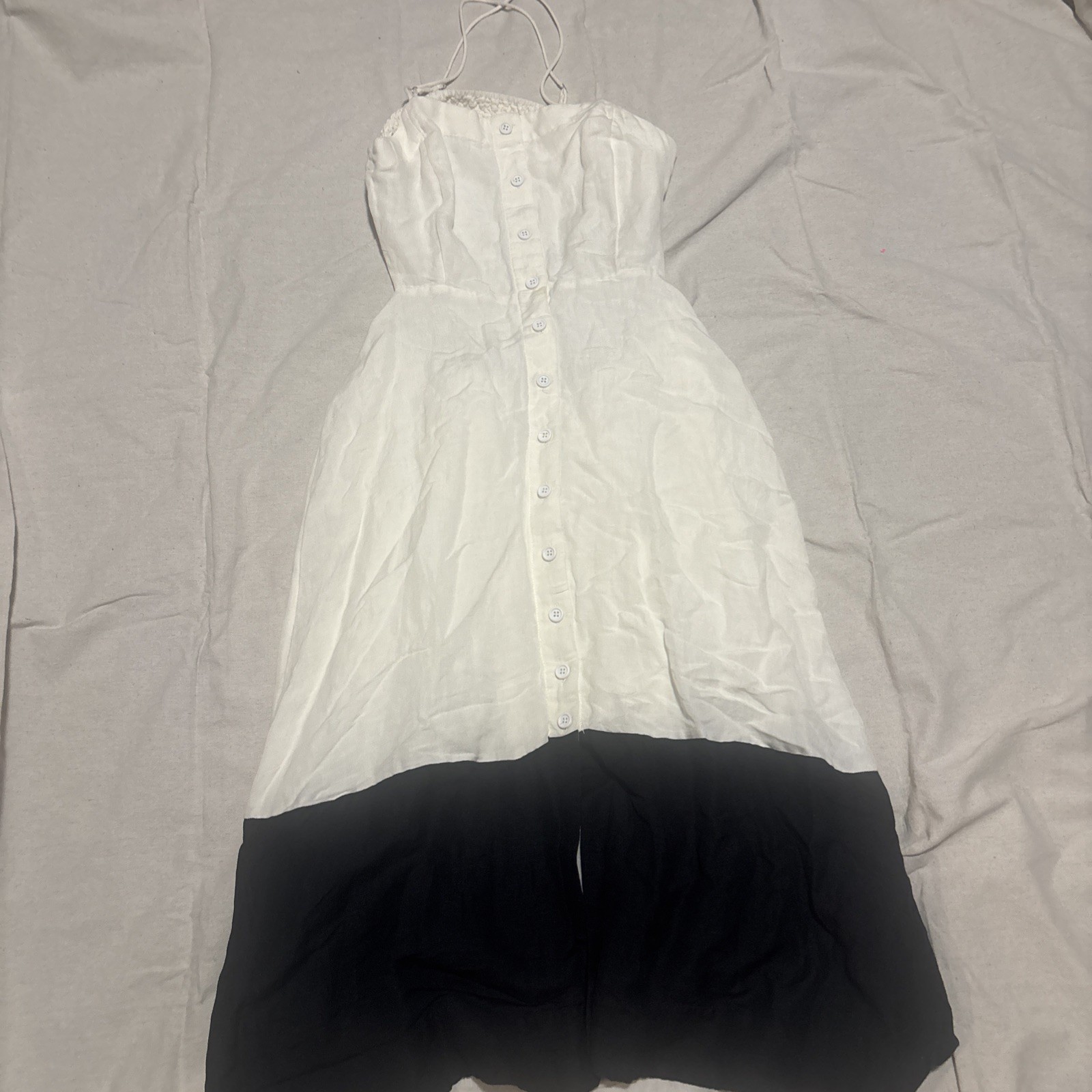 Anthropologie Maeve Colorblocked Contrast Midi Dress White Black Size US Medium