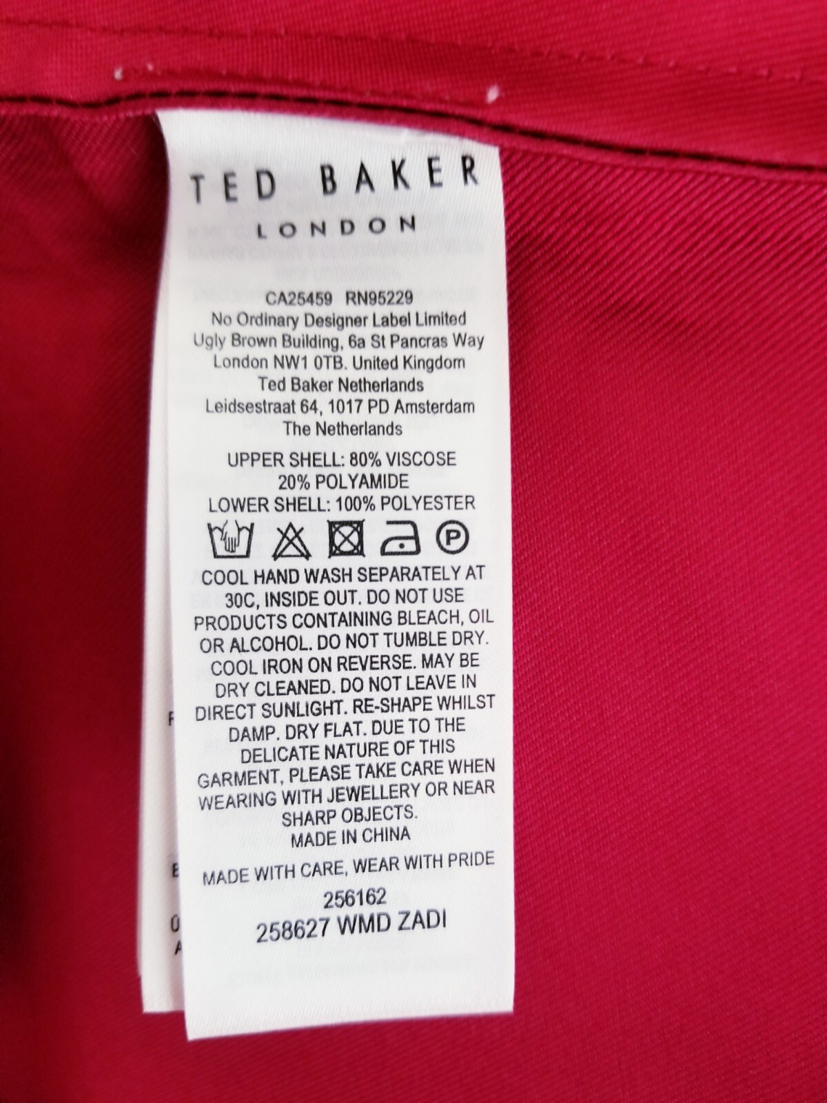 Ted Baker Zadi Midi Dress Knitted Bodice Deep Pink Red Long Sleeve Size 4 UK 14
