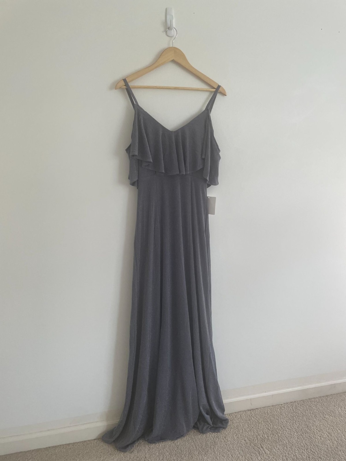 Show Me Your Mumu Dress Womens Small Renee Maxi Ruffle Dancing Queen Shine Smoke