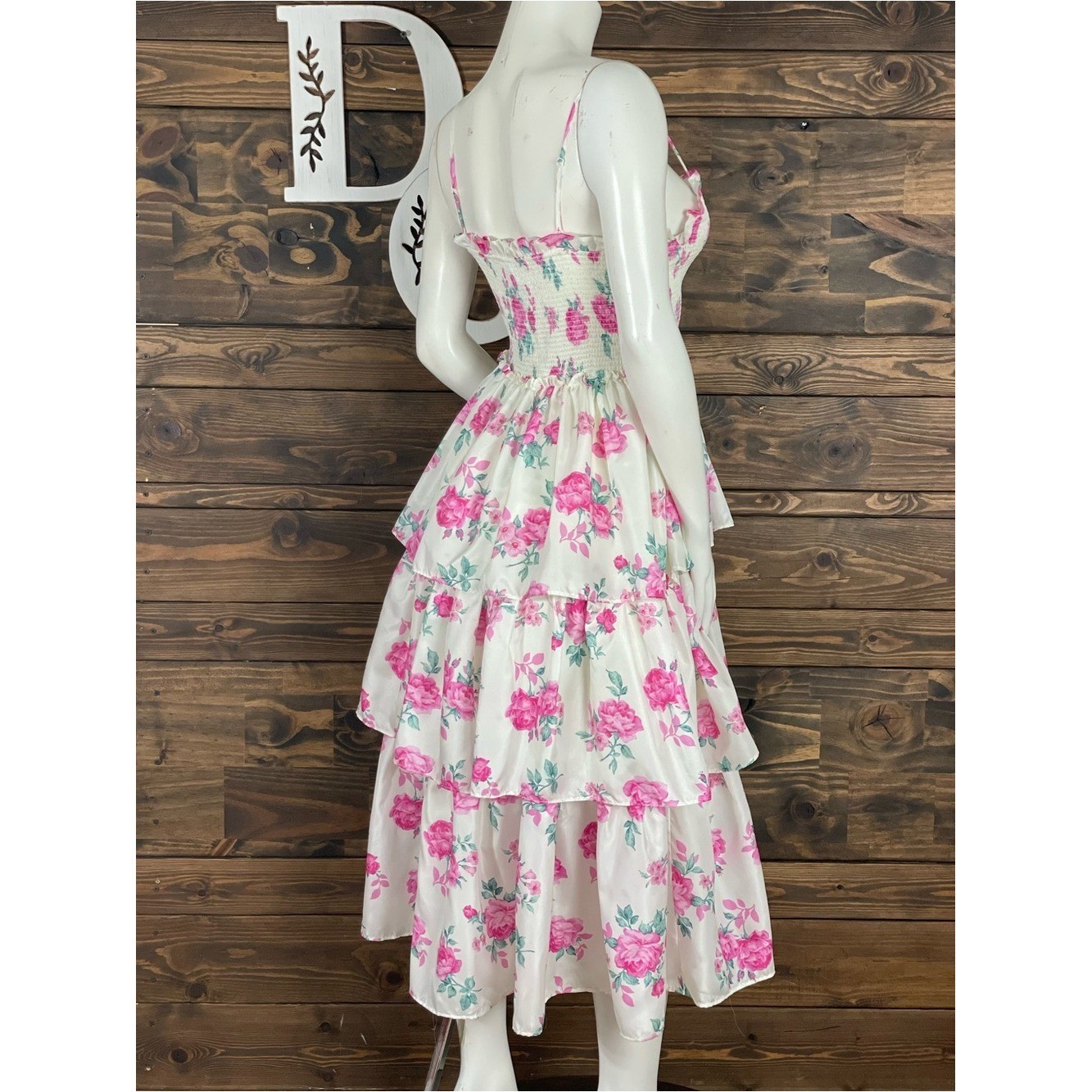 LoveShackFancy | X Target Elise Tiered Pink Floral Sundress Smocked Ruffle Midi