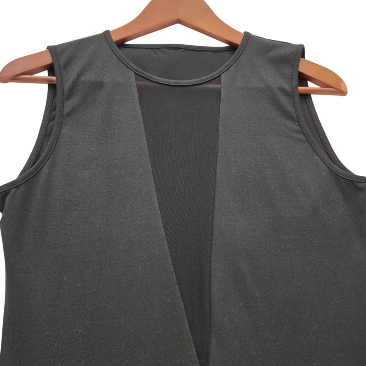 Black Deep V Sheer Sleeveless Shift Style Sexy Mini Night Out Party Dress Size M
