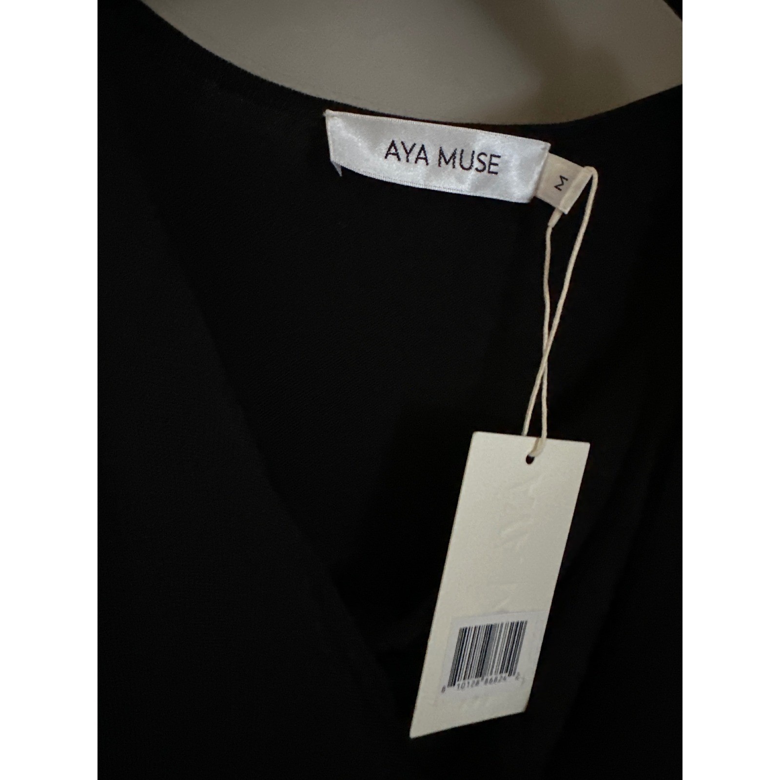 Aya Muse Black Cowl Neck Mini Dress Sleeveless Bow Detail Bodycon NWT Size S
